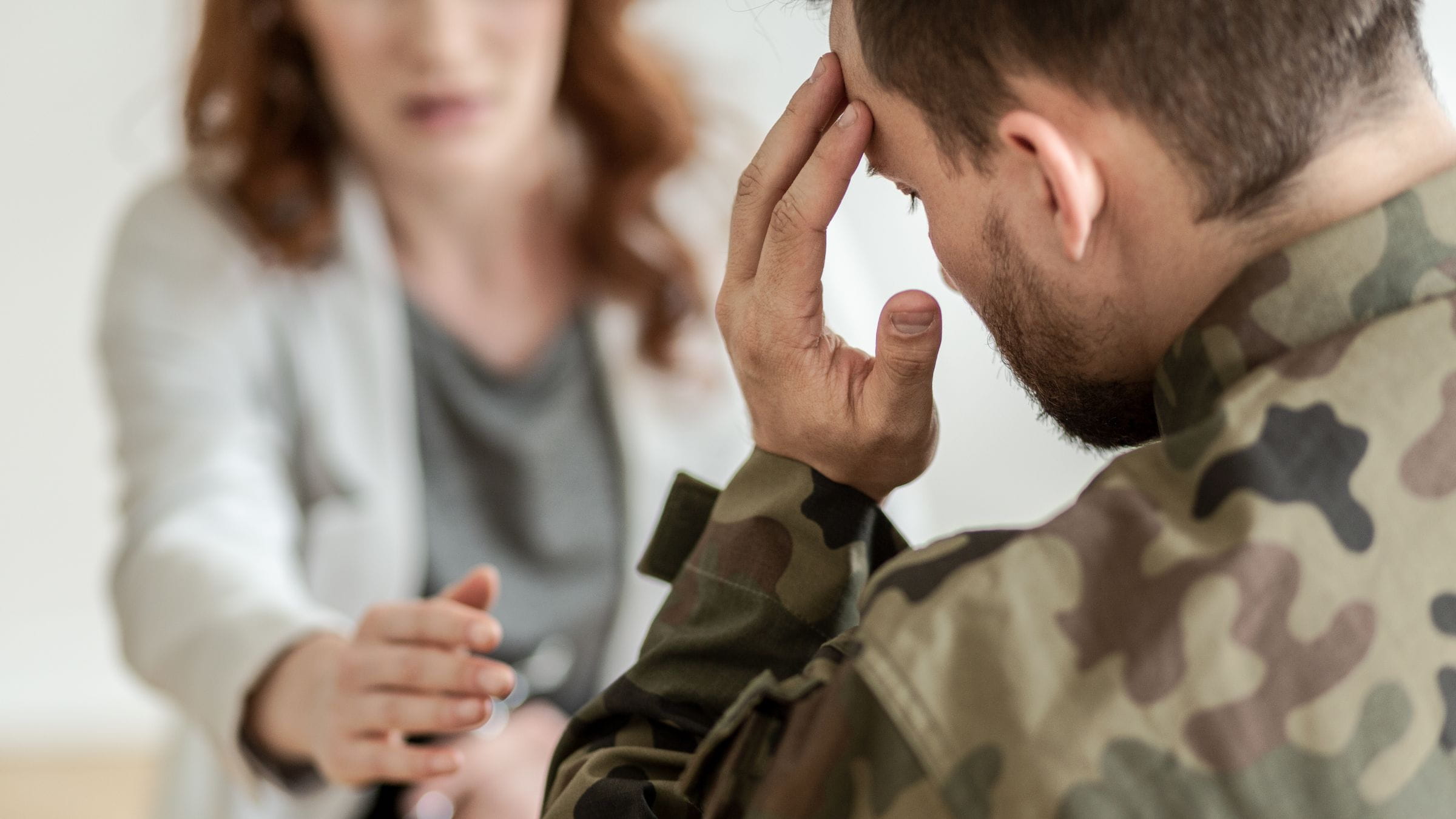 Soldier having a therapy session with mental health professional