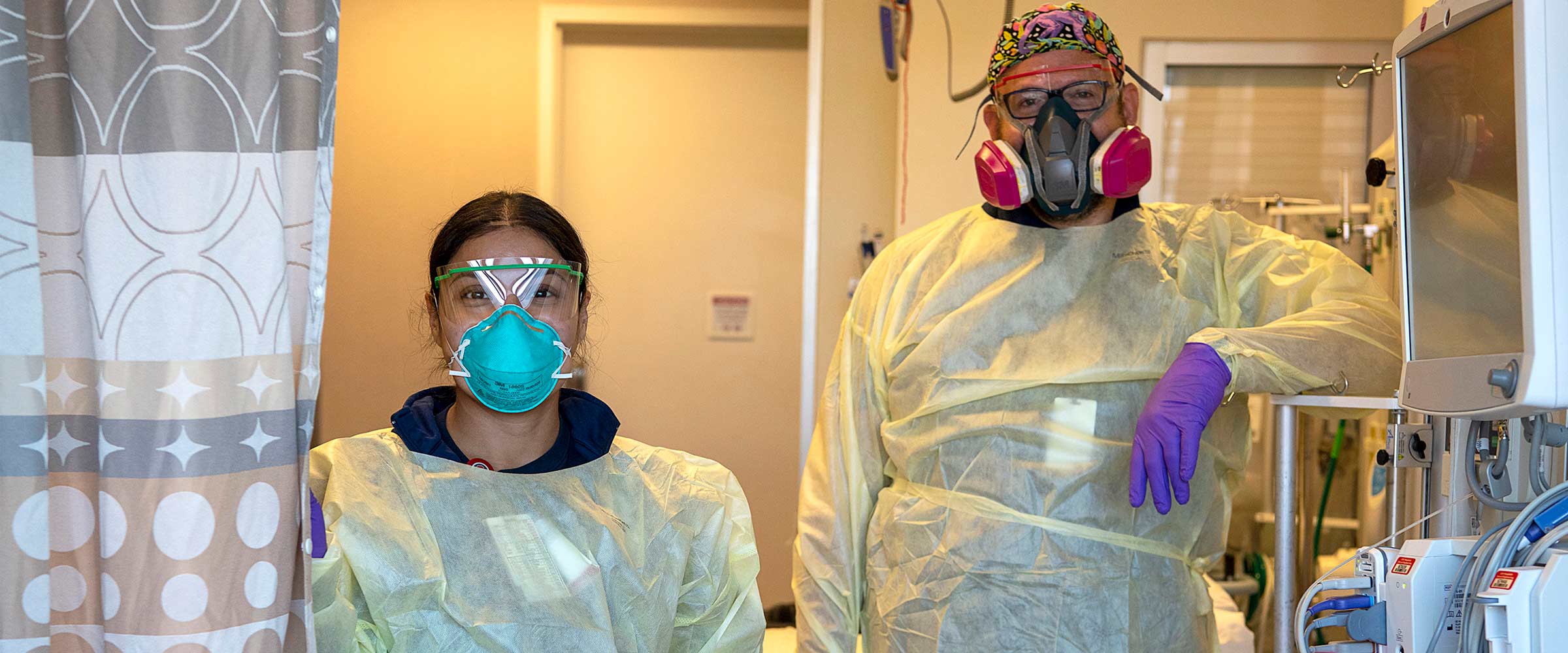 Raven at work wearing PPE in the ICU