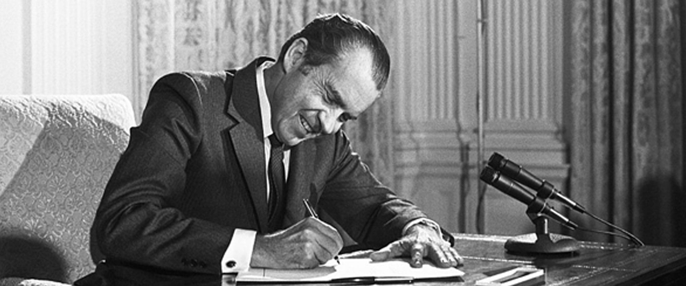 Former President Richard Nixon signing the National Cancer Act