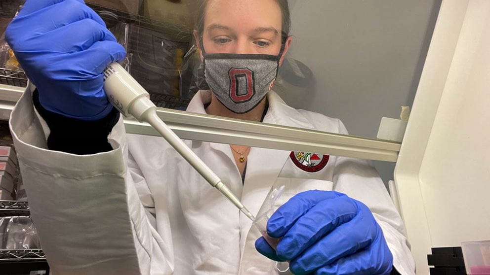 A researcher working in the Hale lab
