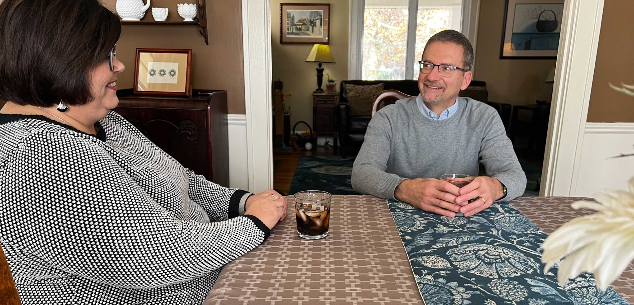 The Simonetti's sitting together in their dining room