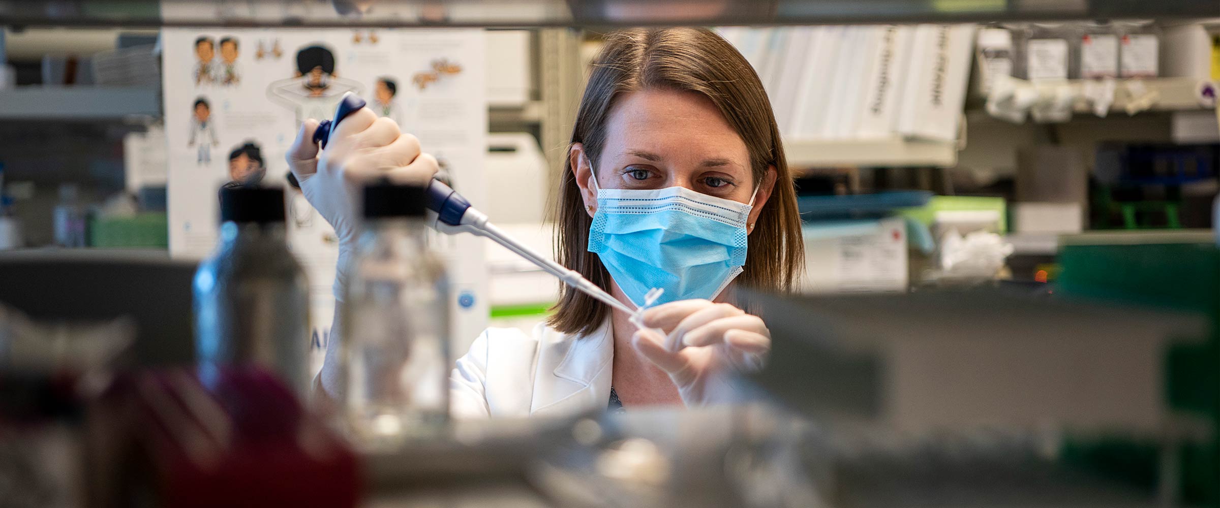 Jennifer Woyach working in her lab