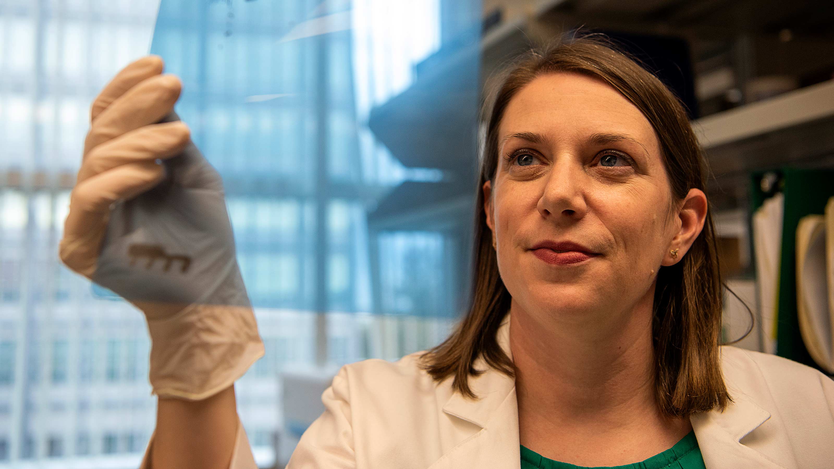 Ohio State cancer researcher Jennifer Woyach, MD in her lab