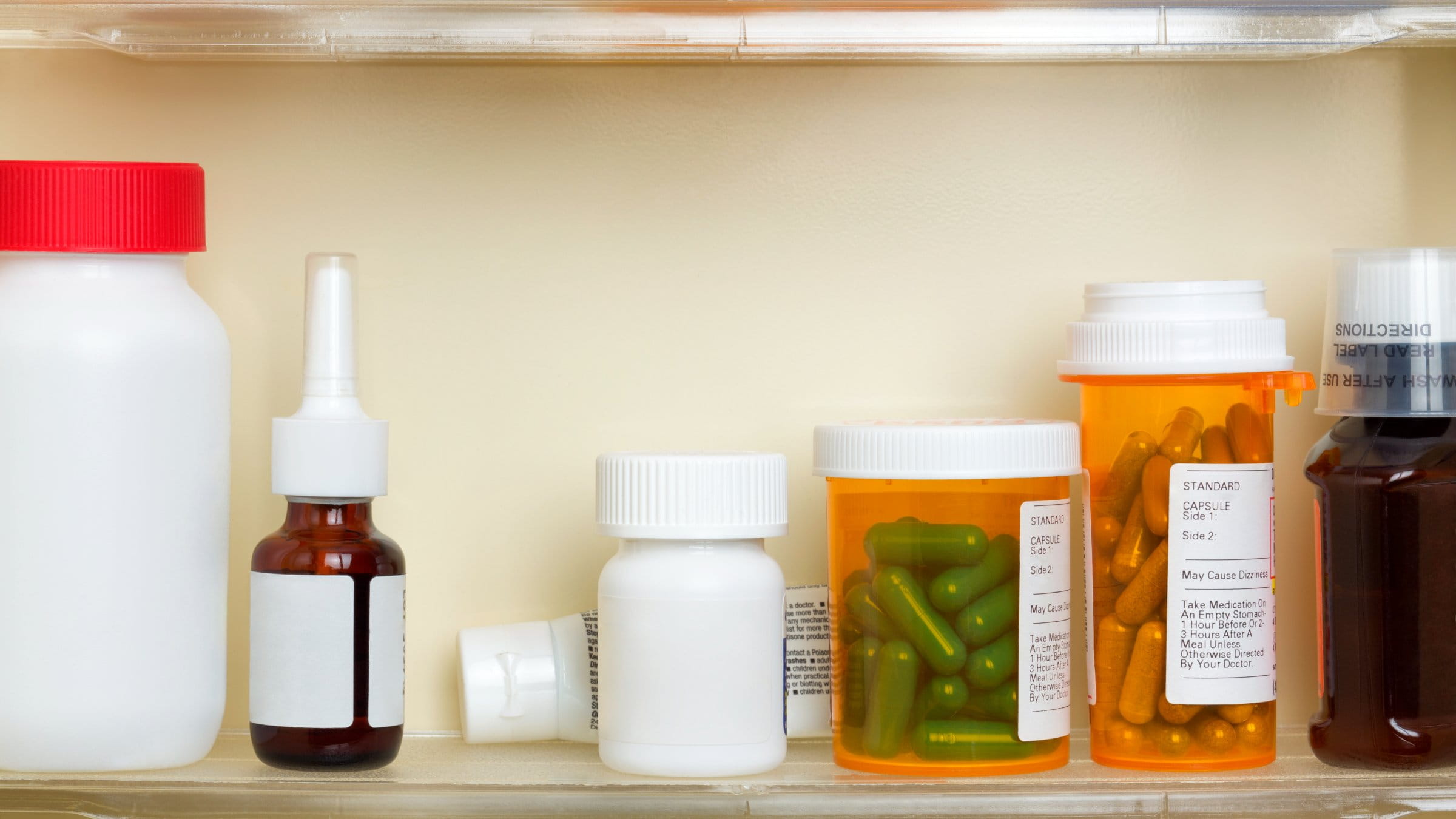 Medications on a shelf