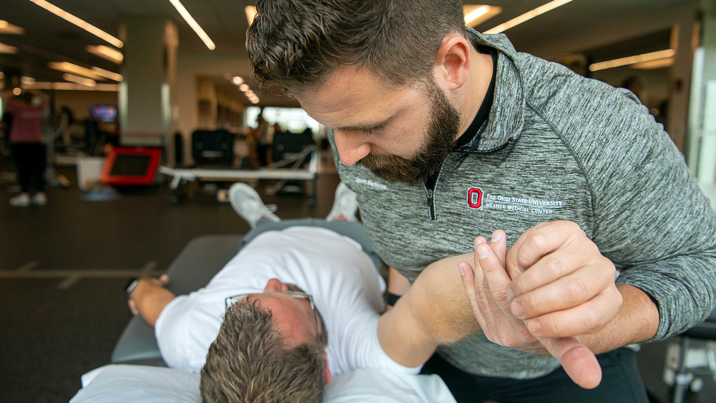 Physical therapist working with a patient