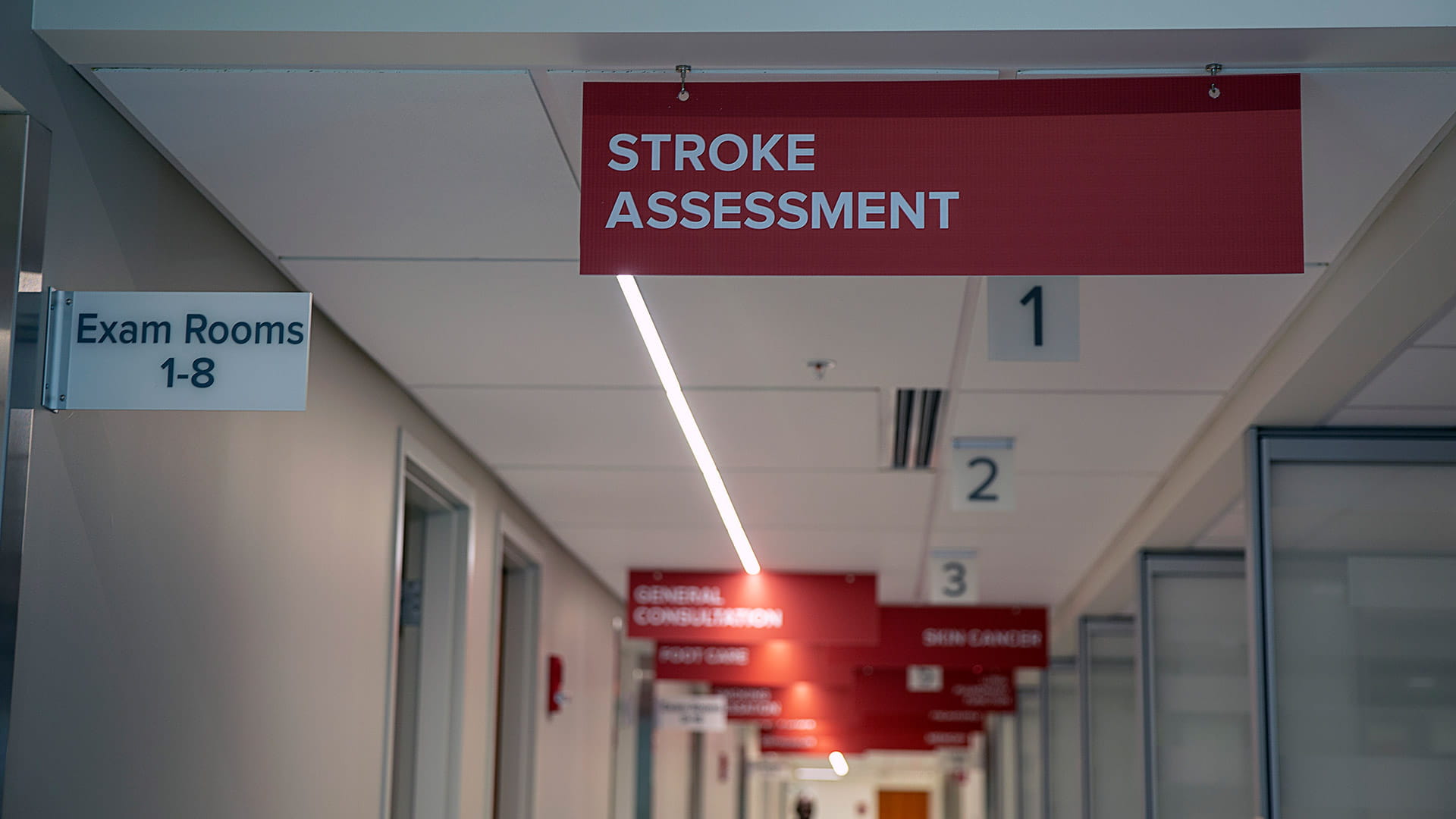 Stroke Assessment sign in the hospital hall