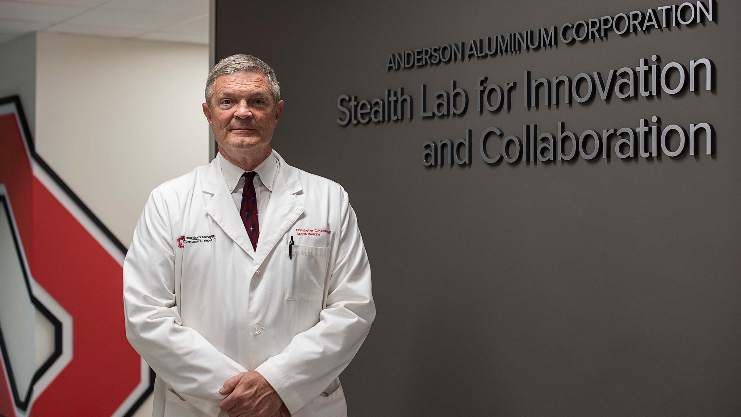 Dr. Kaeding standing in the Sports Medicine Institute