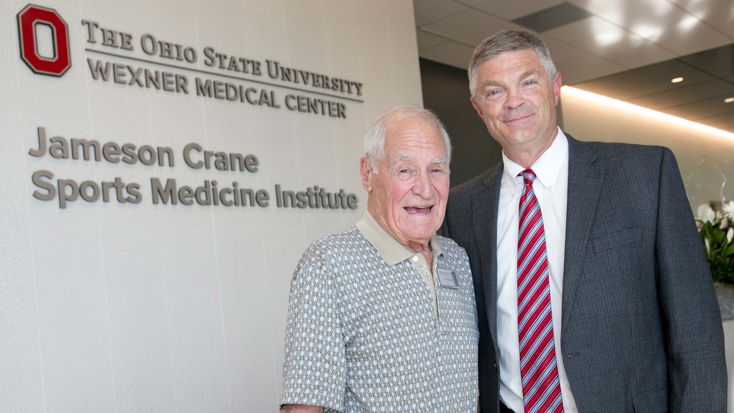 Dr. Kaeding and Jameson Crane in the Sports Medicine Institute