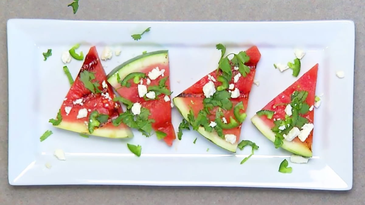 Recipe from our chefs: Grilled watermelon with feta, jalapeños and honey