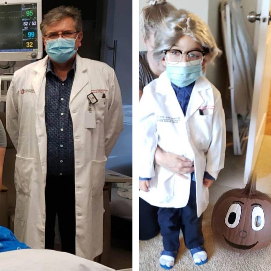 Dr. Bankiewicz and child patient JuJu Halloween costume