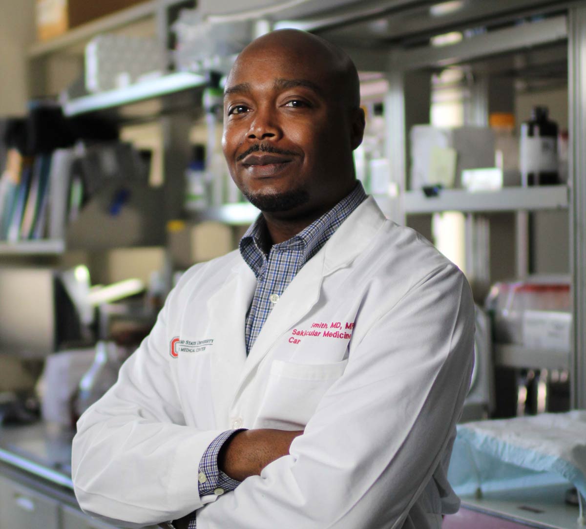 Dr. Sakima Smith in his research lab at Ohio State