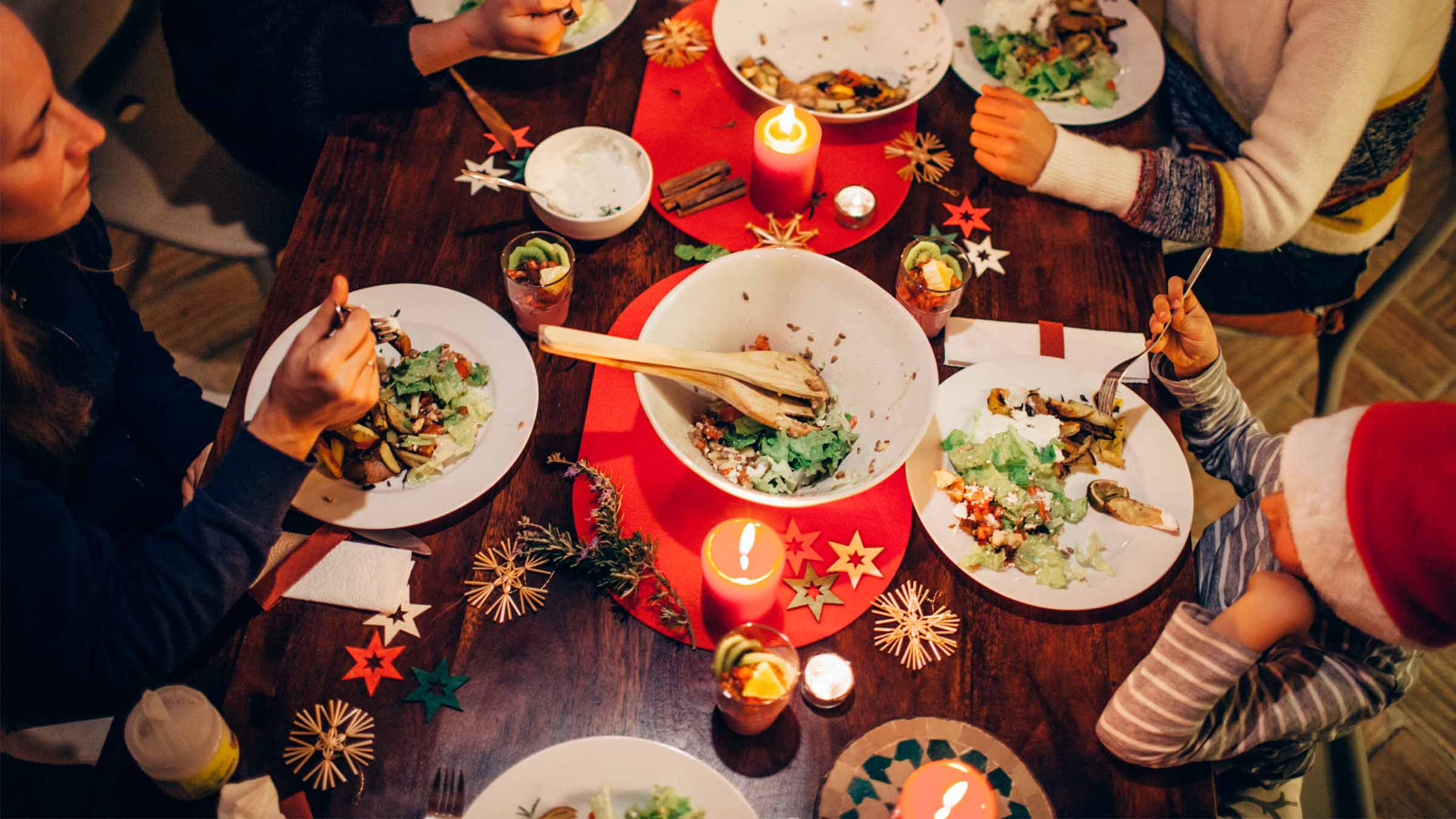 Family eating holiday meal