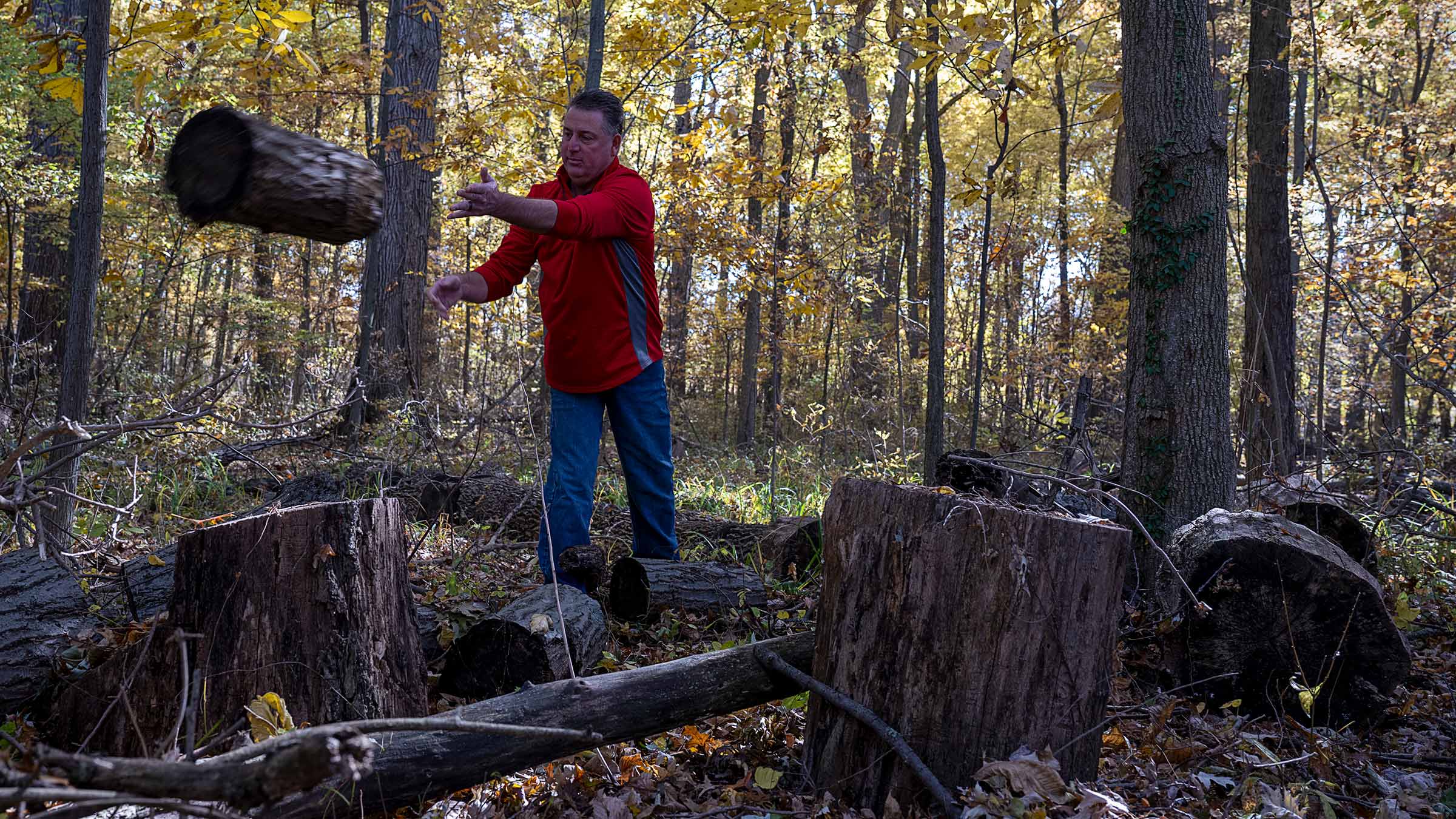 Duane Gross chopping wood