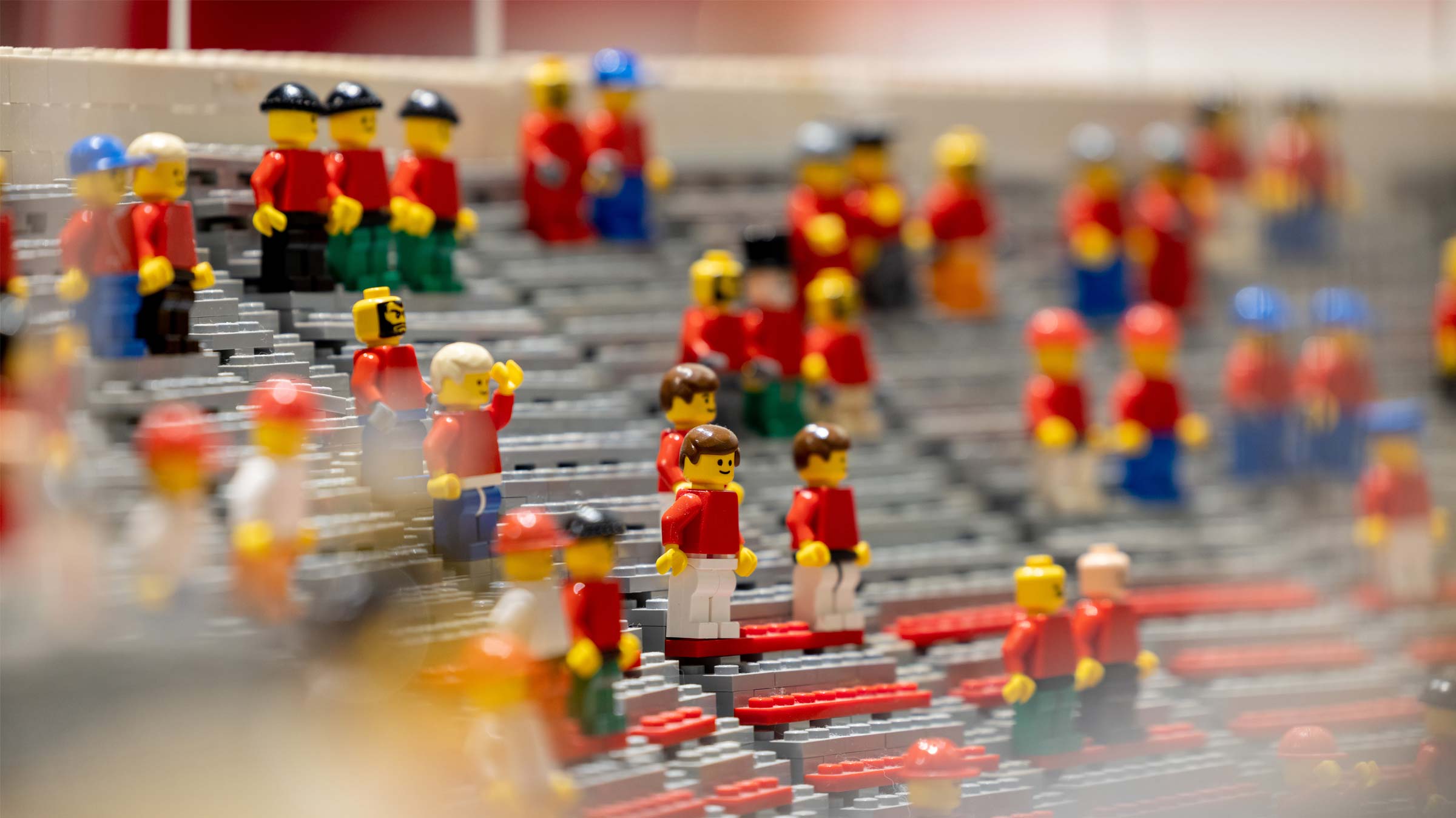 Lego figurines in the Lego replica of Ohio Stadium