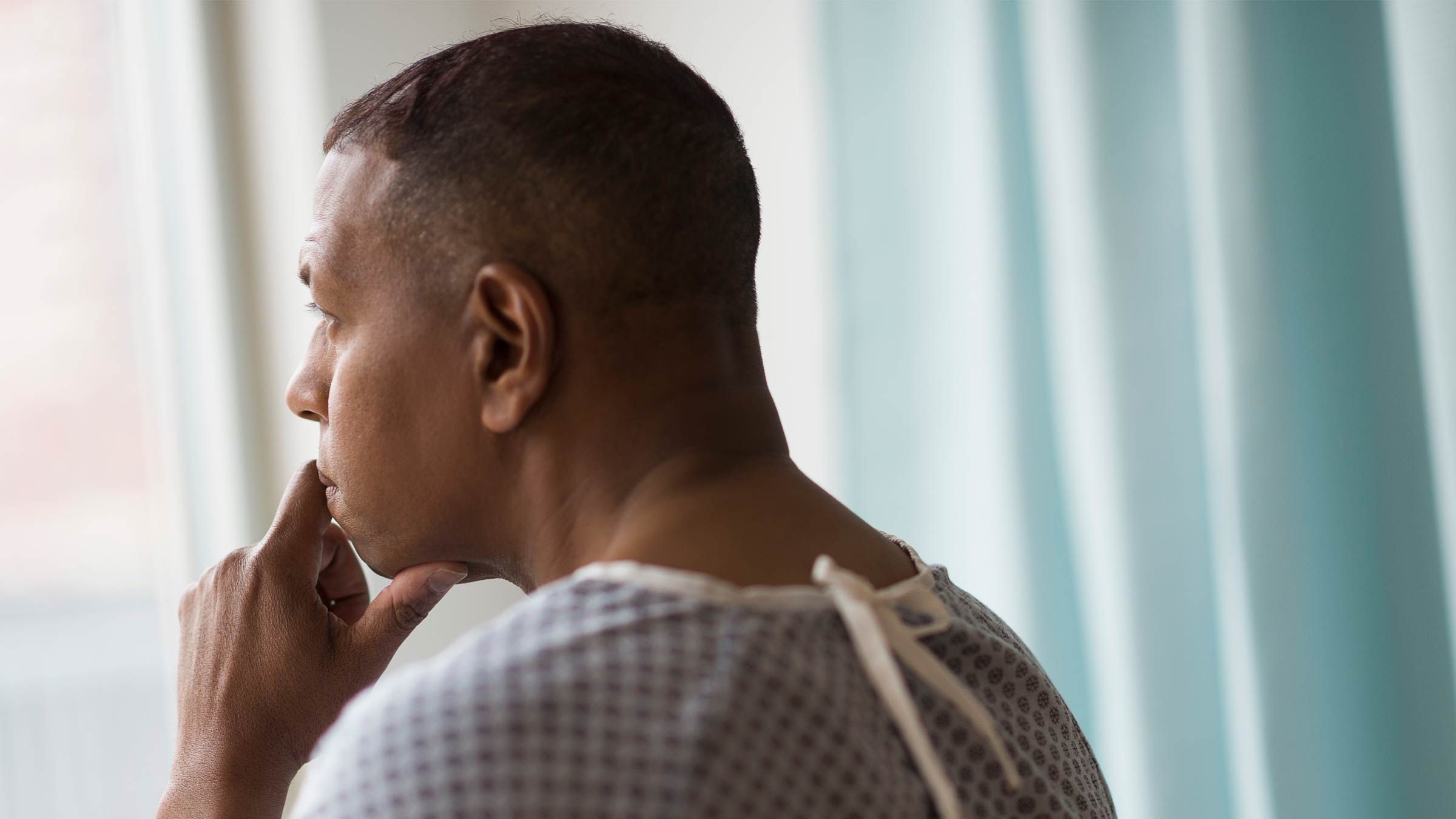 Close up of male patient in hospital