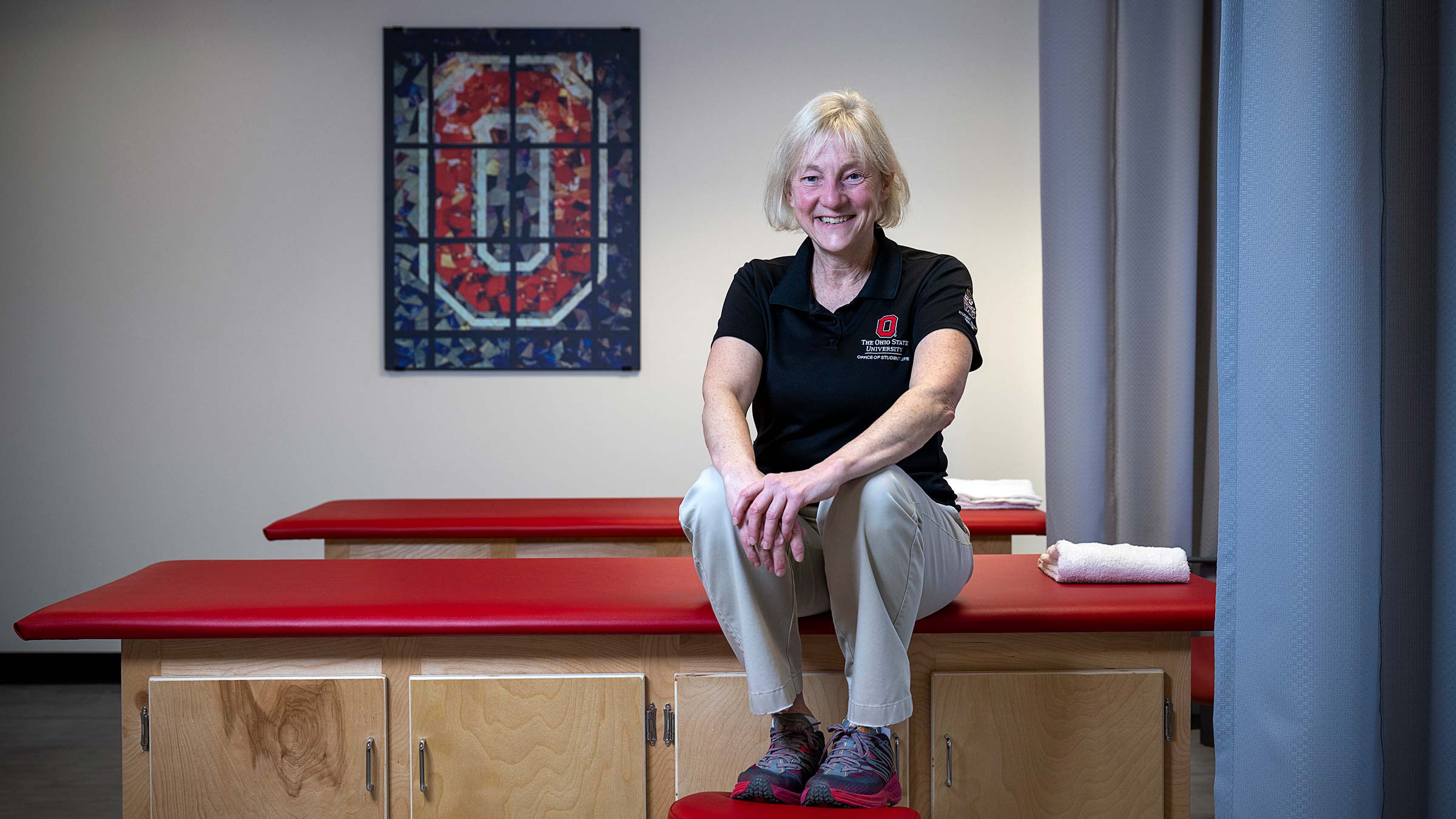 Pamela Bork, physical therapist for The Ohio State University’s Student Health Services, was a patient of Dr. Laxmi Meha's
