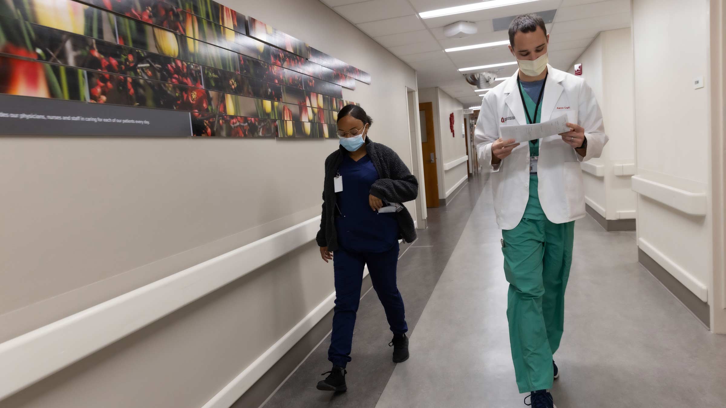 Ohio State medical student Aaron Craft doing clinical rotations in the hospital