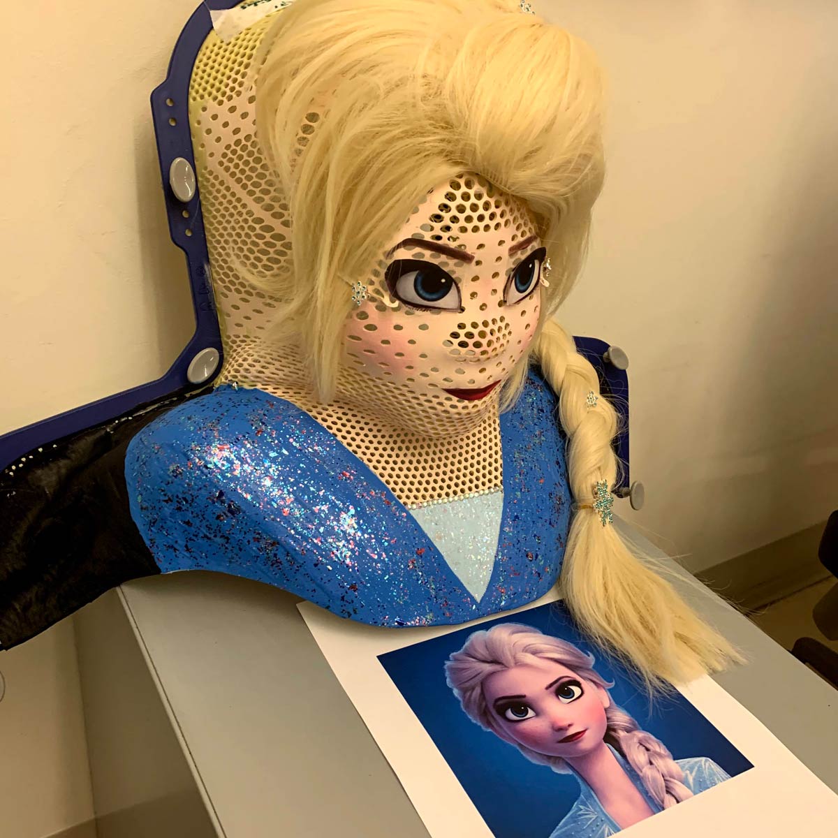 Elsa mask created for a pediatric patient