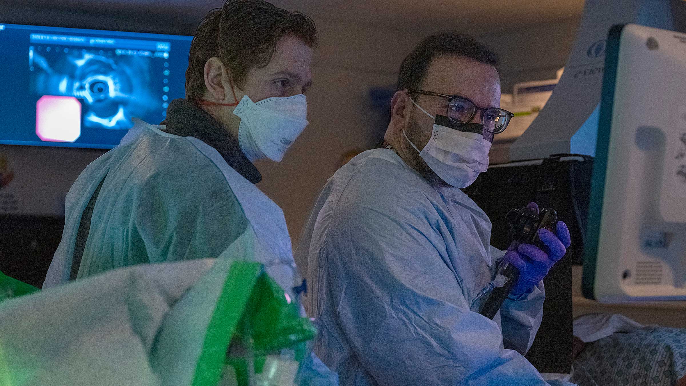 Dr. Papachristou performing an endoscopy in the operating room