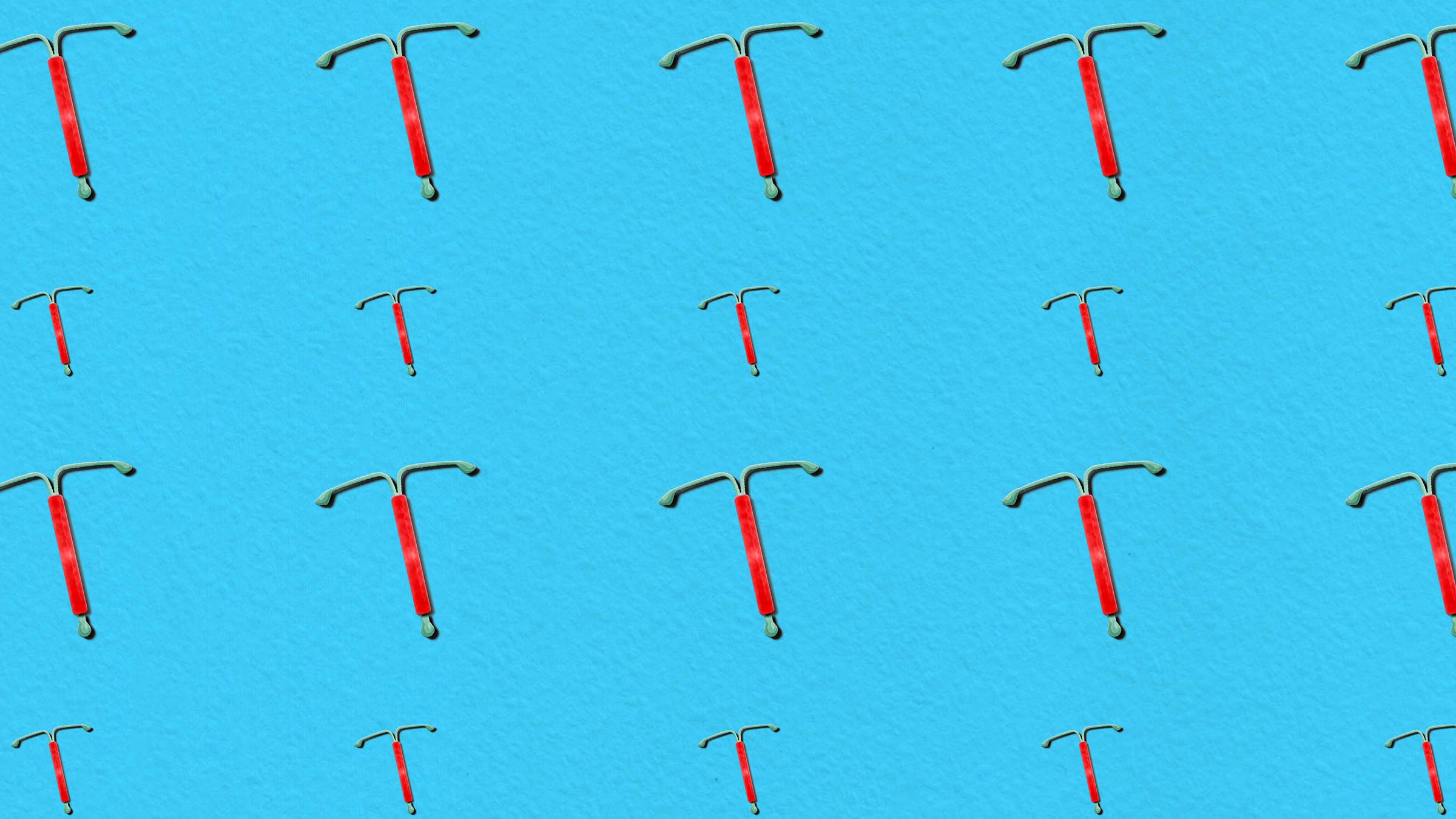 illustration of an IUD on a blue background