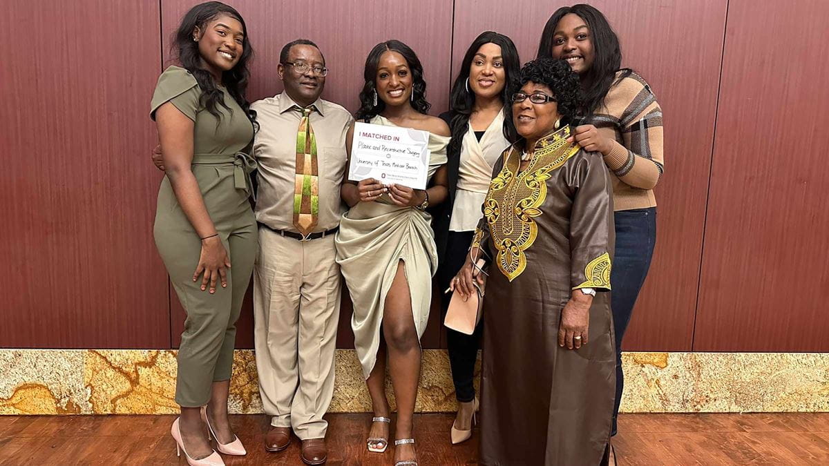 Rosevine Azap and her family on a Match Day