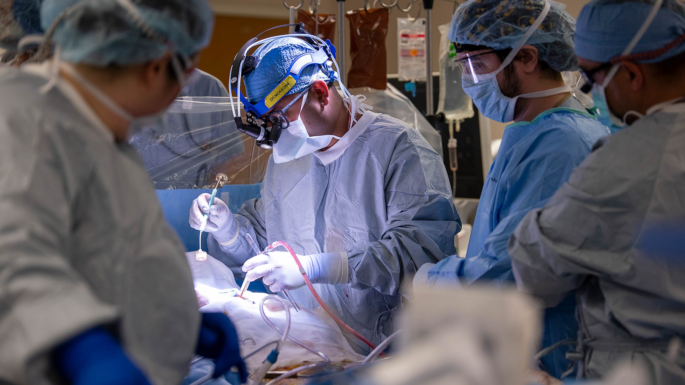 Dr. Mokadam performing a cardiac surgery