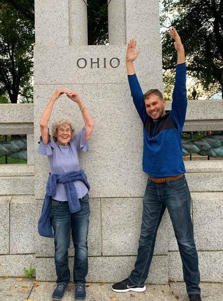Brad Ryan and his Grandma motioning "O" and "H"