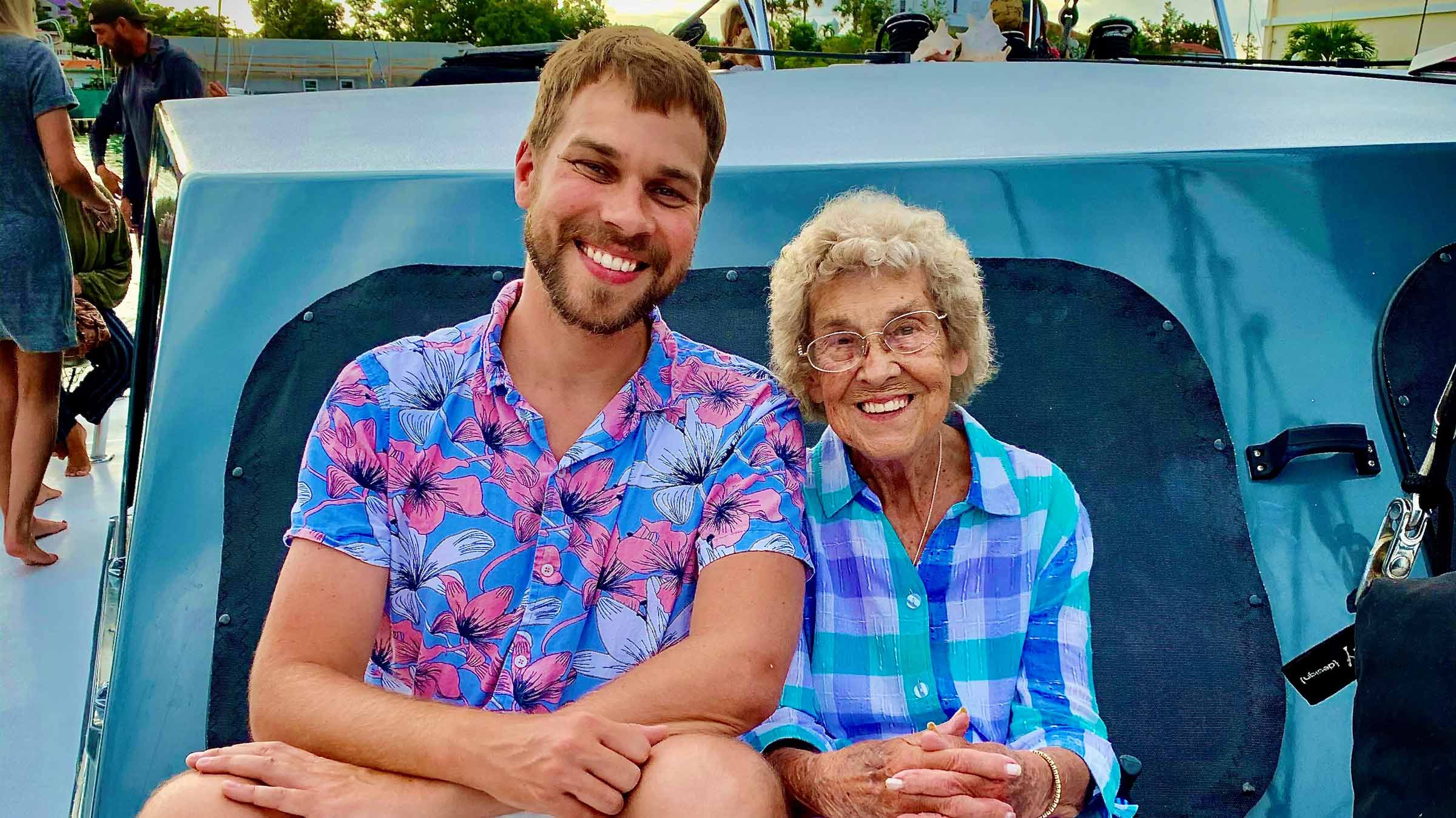 Brad Ryan and his grandmother sitting side by side