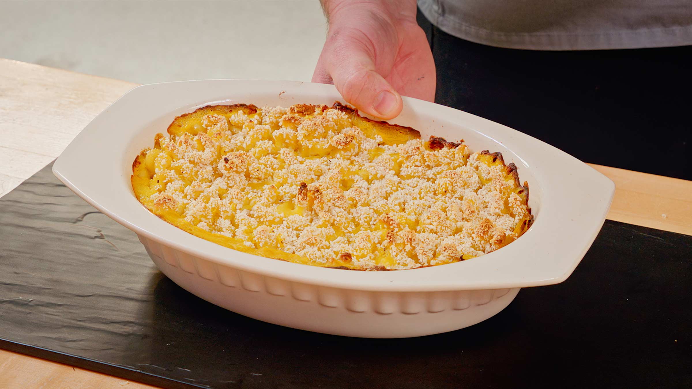 Baked butternut squash mac and cheese