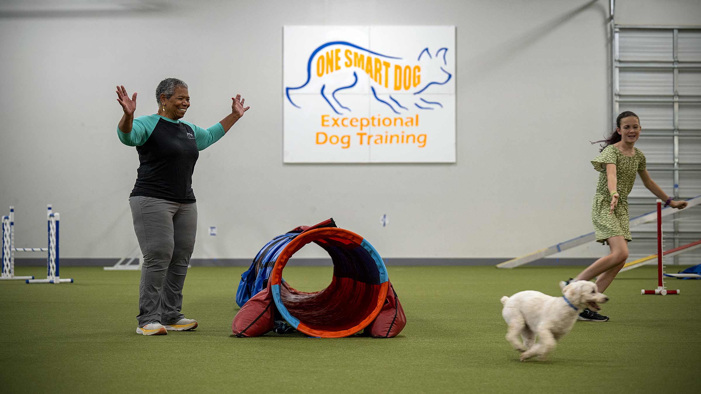 Dr. Randall during a dog training session