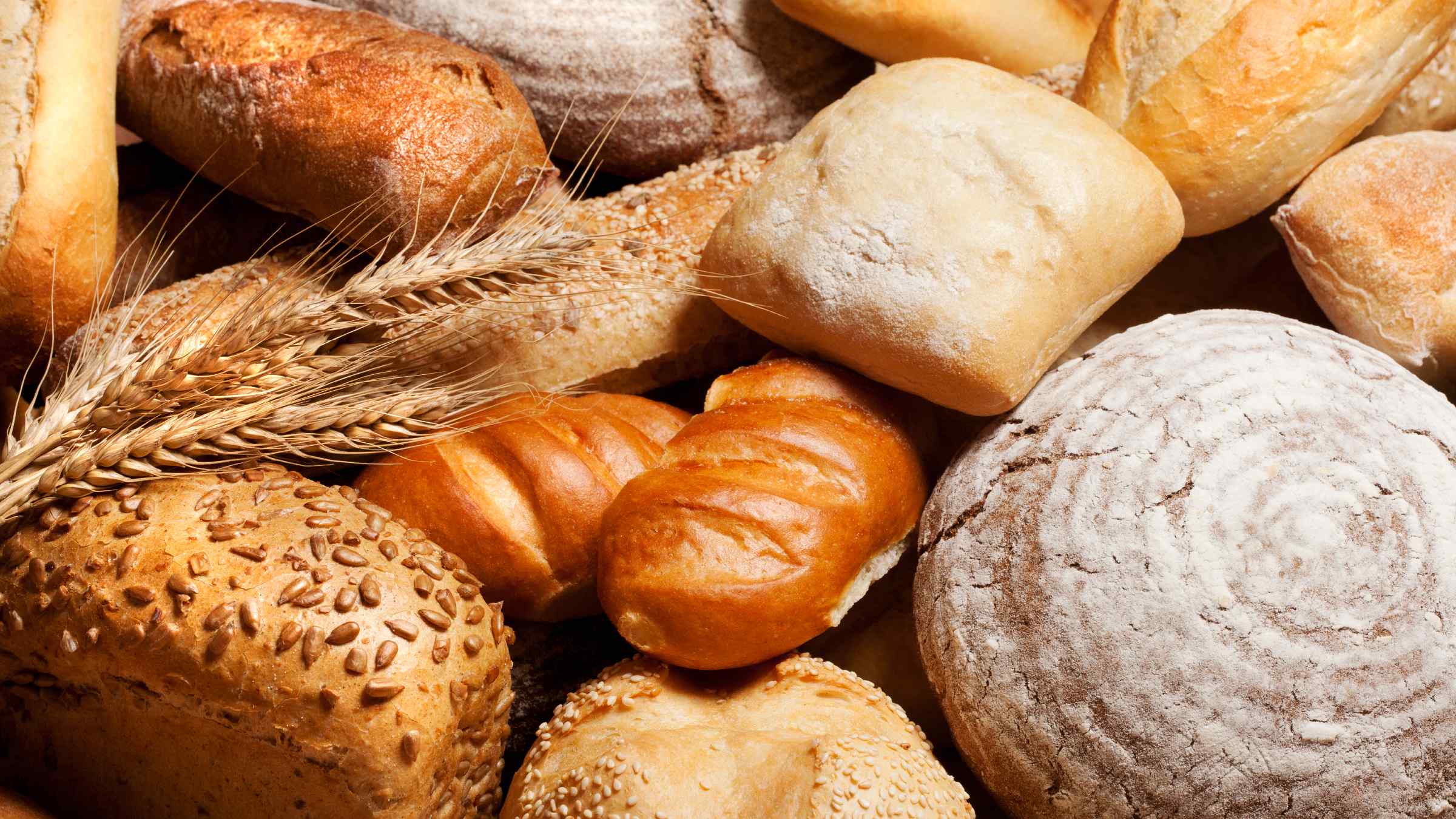 A various collection of wheat breads