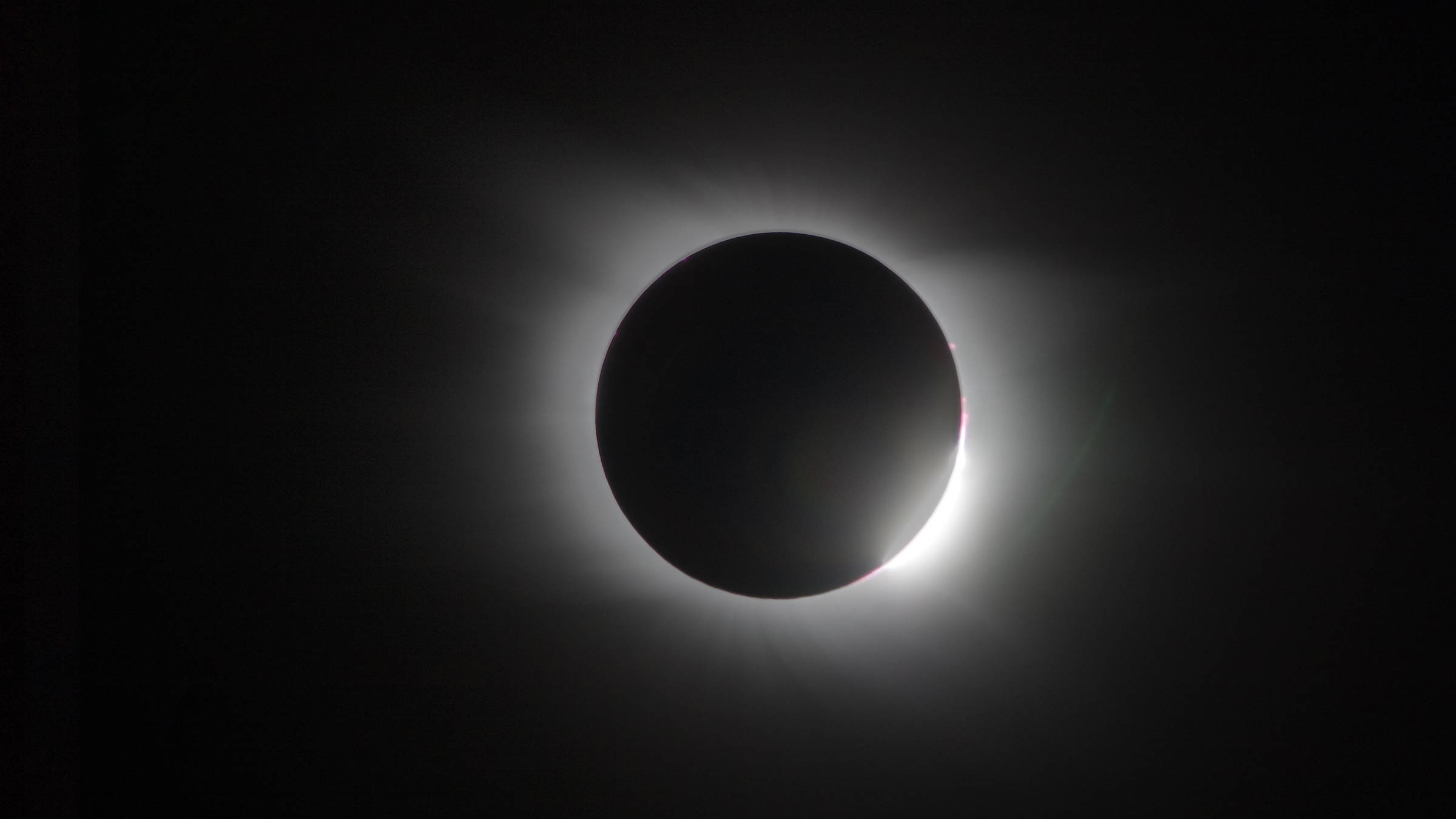A total solar eclipse diamond ring effect before totality