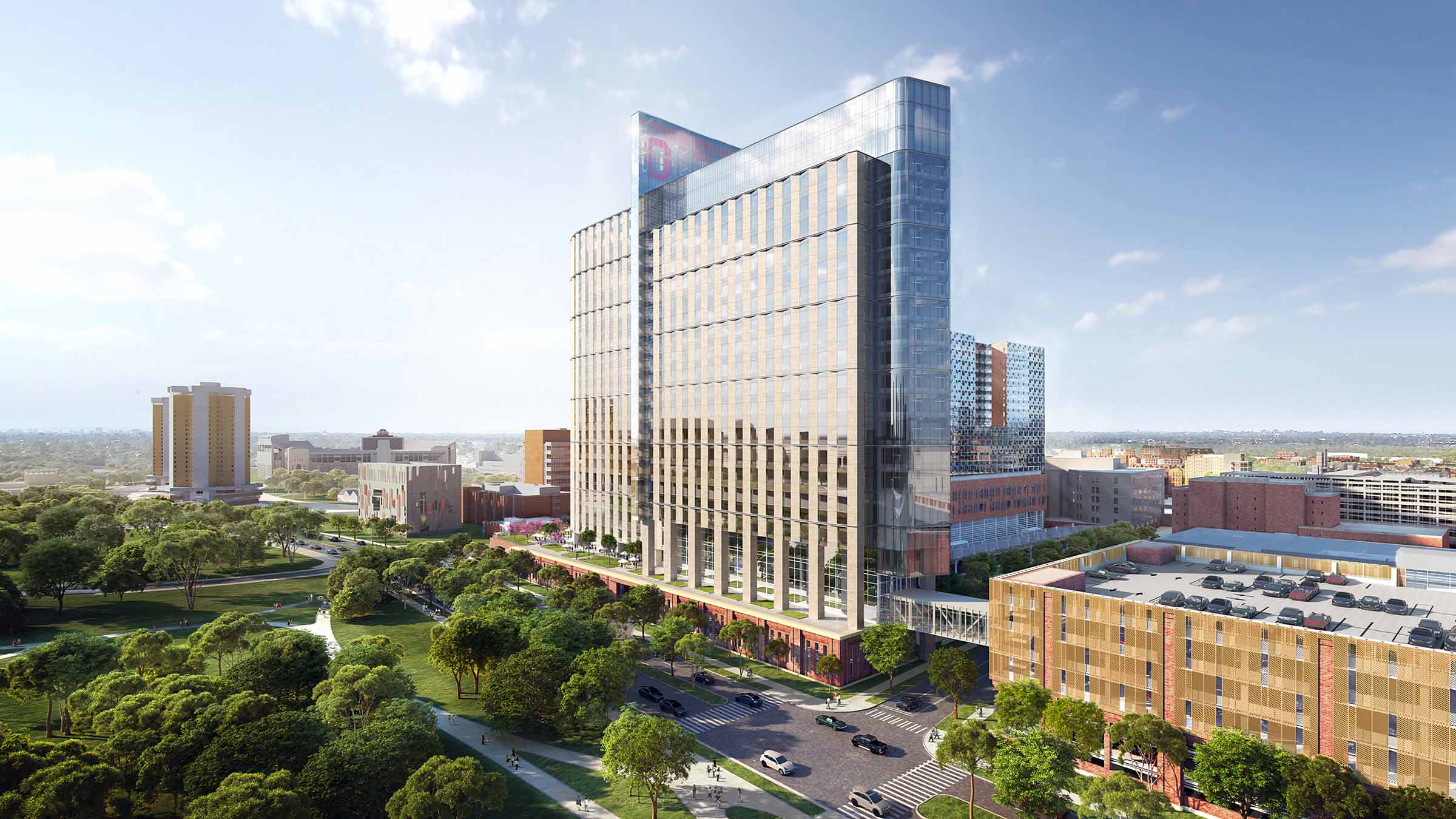 A rendering of the new Ohio State inpatient tower when it’s complete