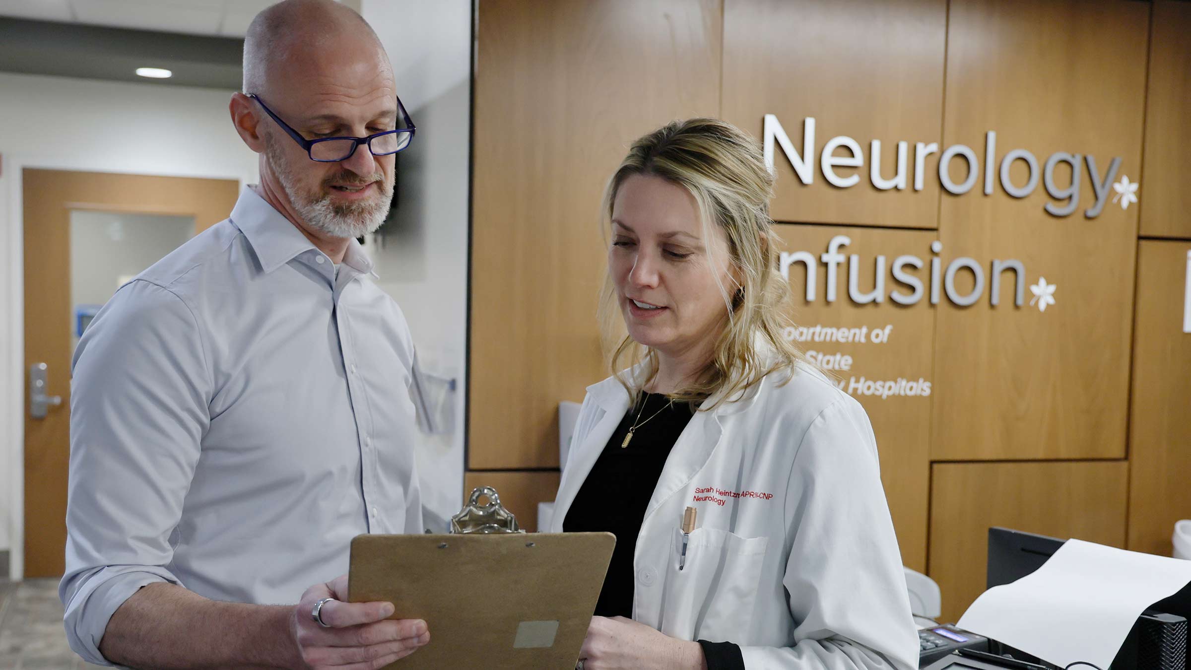 Dr. Stephen Kolb and Sarah Heintzman, APRN-CNP in Ohio State’s ALS Clinic