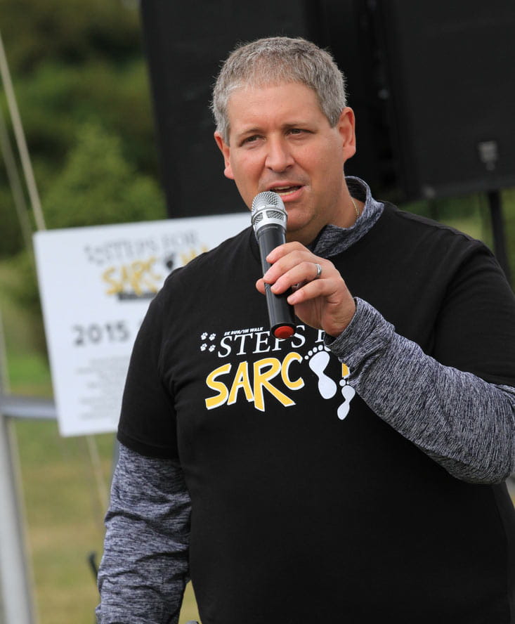 Dr. Mayerson speaking at a Steps for Sarcoma walk fundraiser