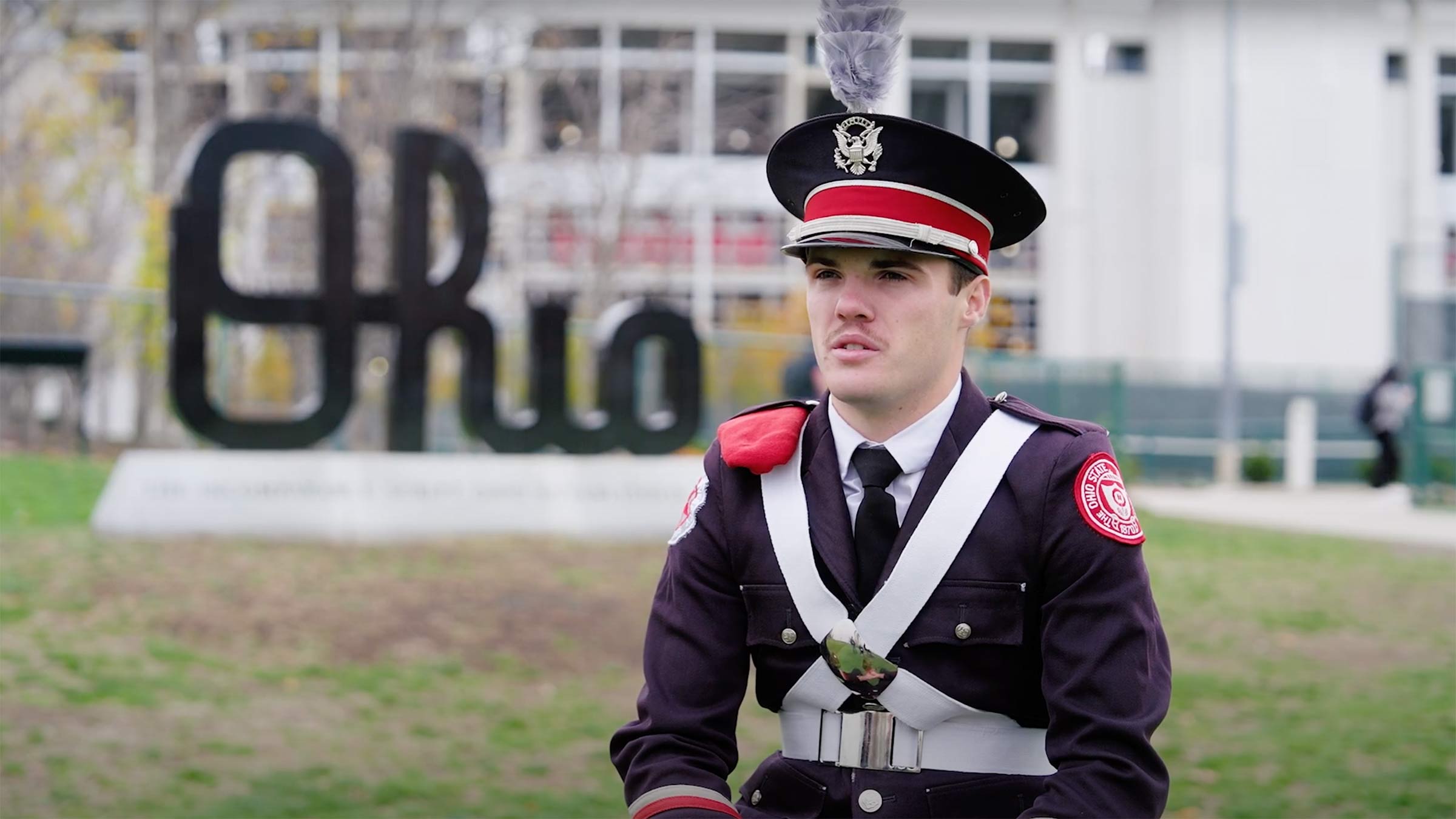 Grayson Niemi in Ohio State band uniform