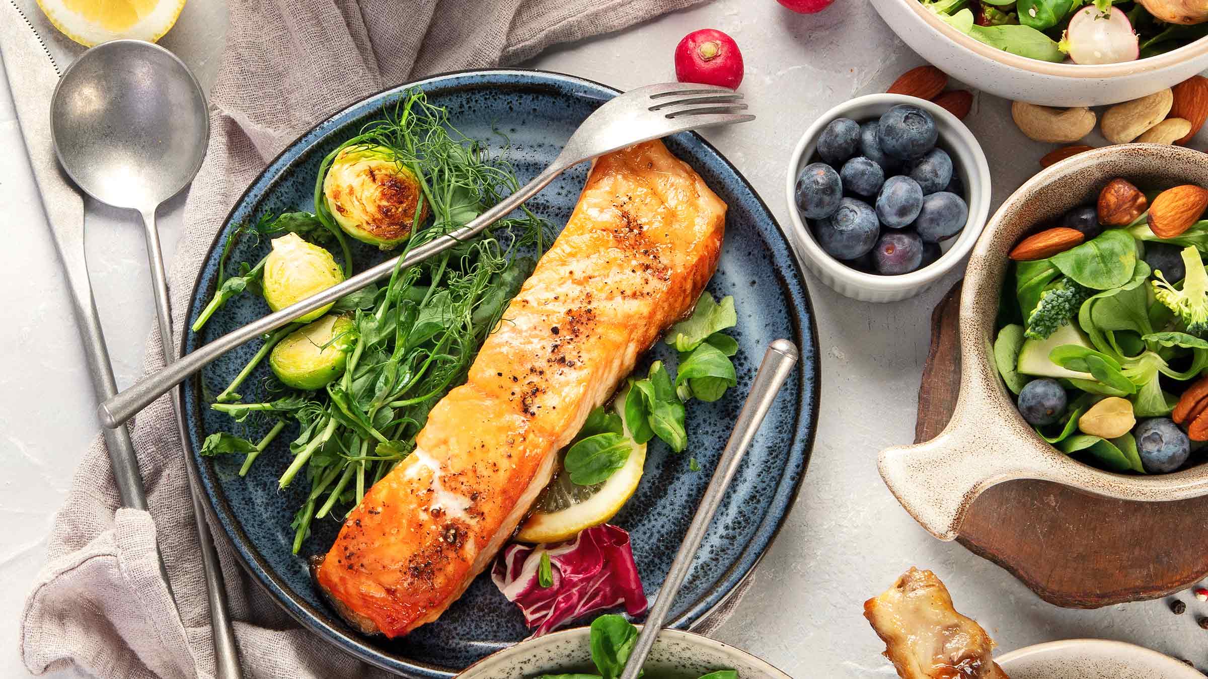 An assortment of anti-inflammatory foods on a table