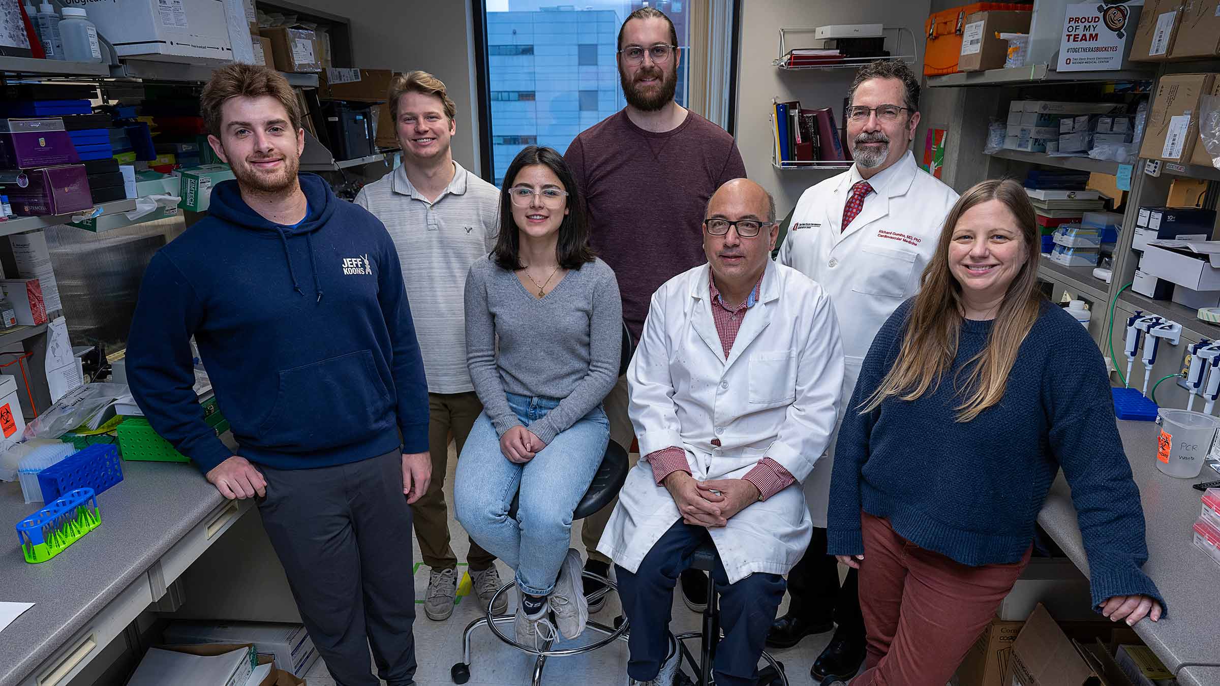 Group shot of Dr. Gumina's team in a lab