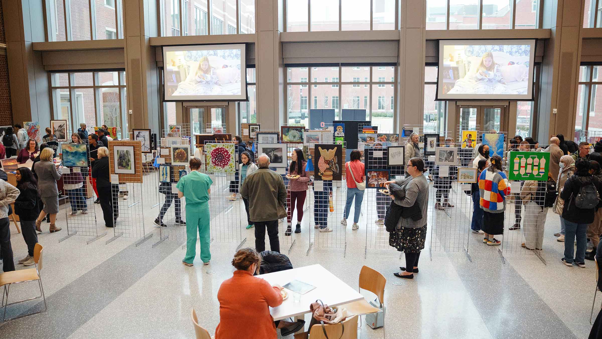 A crowd at the art show venue