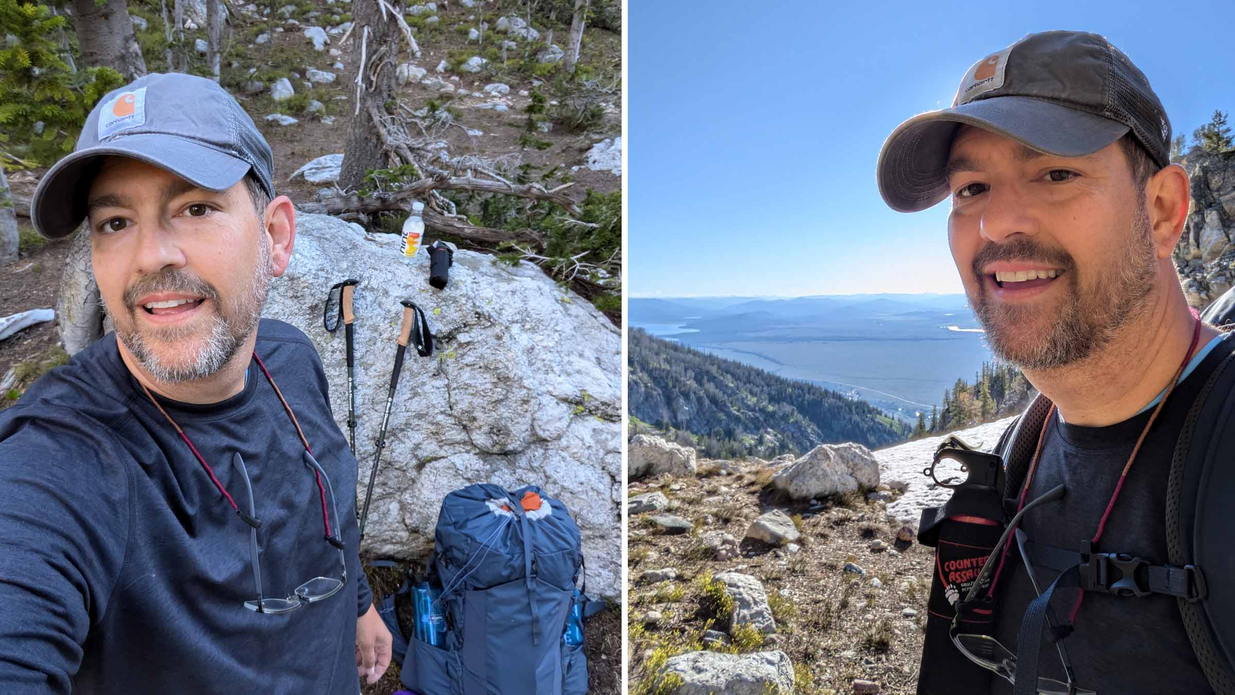 Todd Burworth hiking on top of the mountain