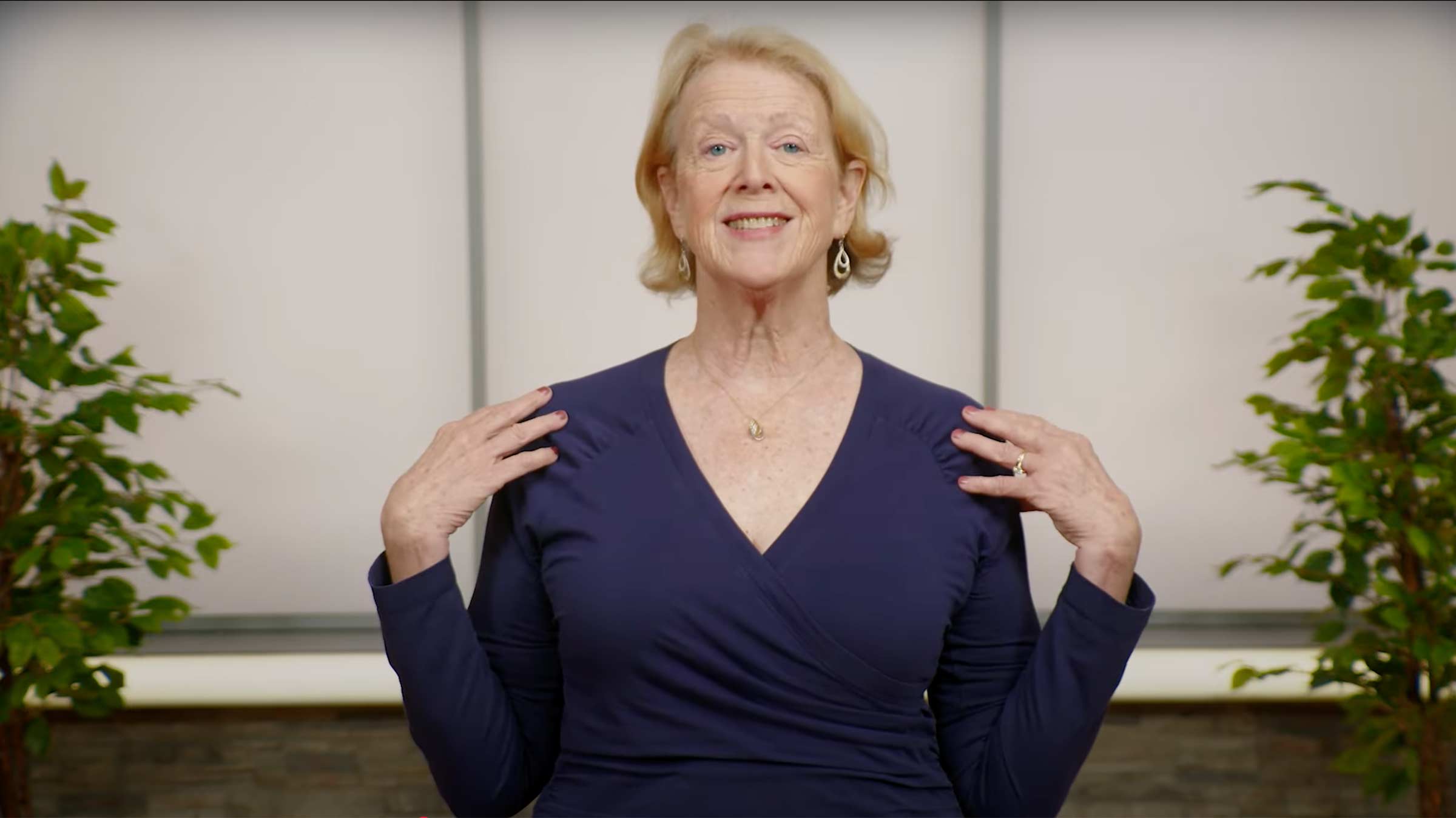 Maryanna Klatt demonstrating the posture for breathing