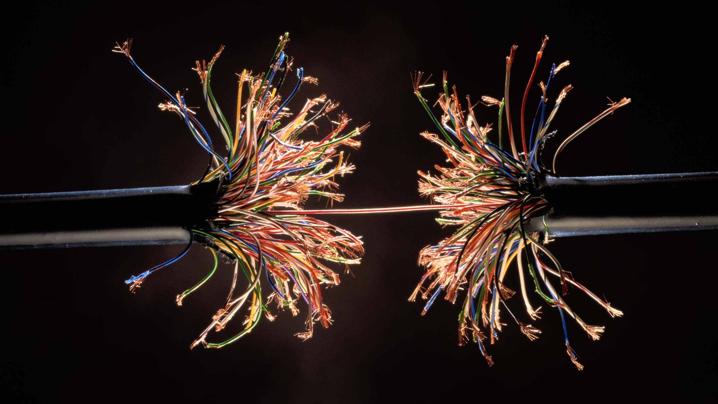 A wire fraying and breaking apart