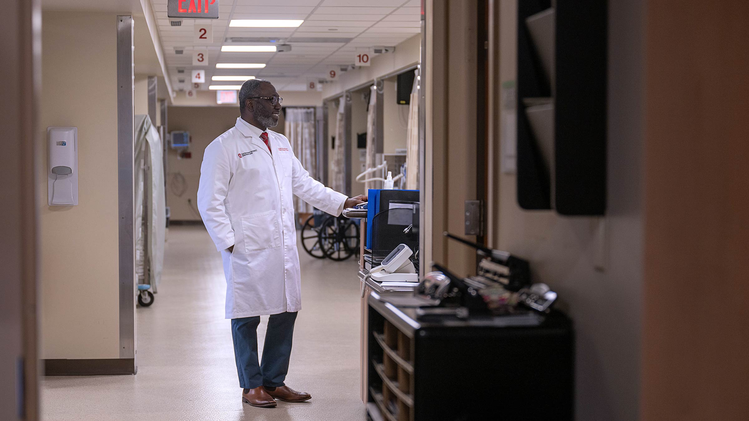 Dr. Babatunde Oriowo, MBBS, rounding in the hospital