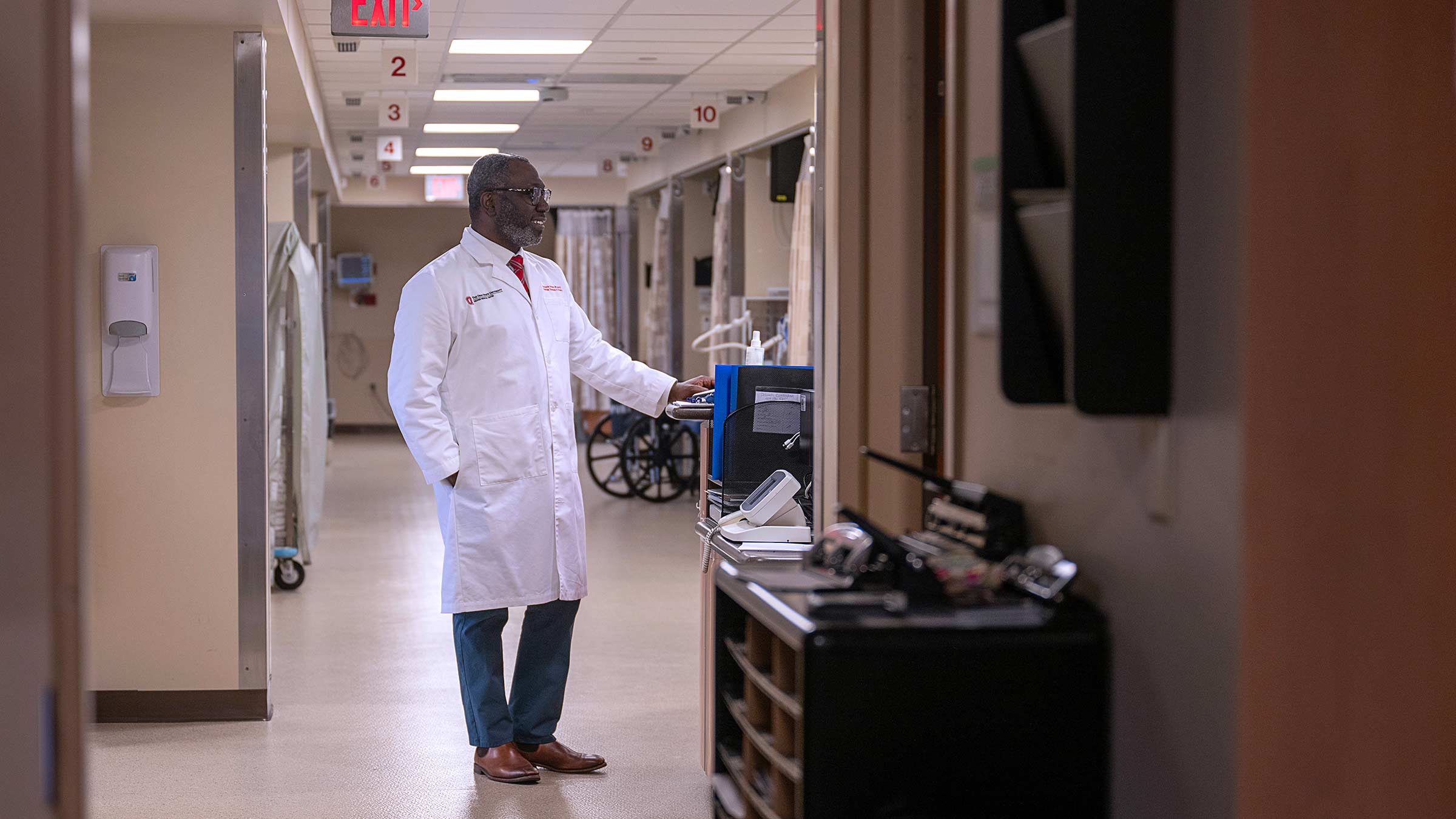 Dr. Babatunde Oriowo, MBBS, rounding in the hospital