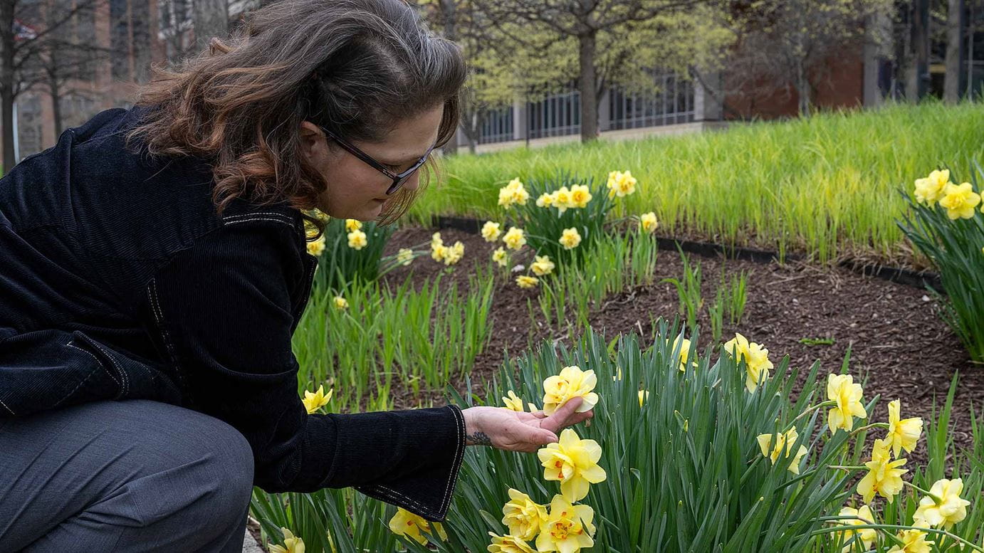 Michelle Wessel with flowers