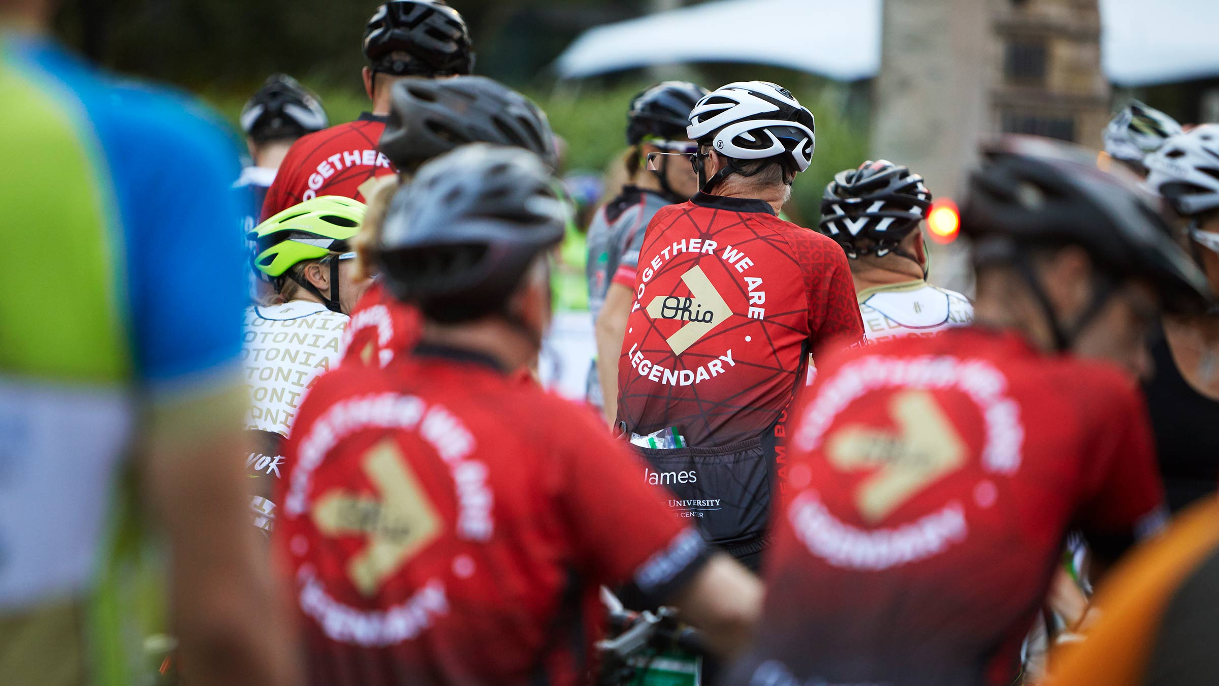 Backs of Team Buckeye riders