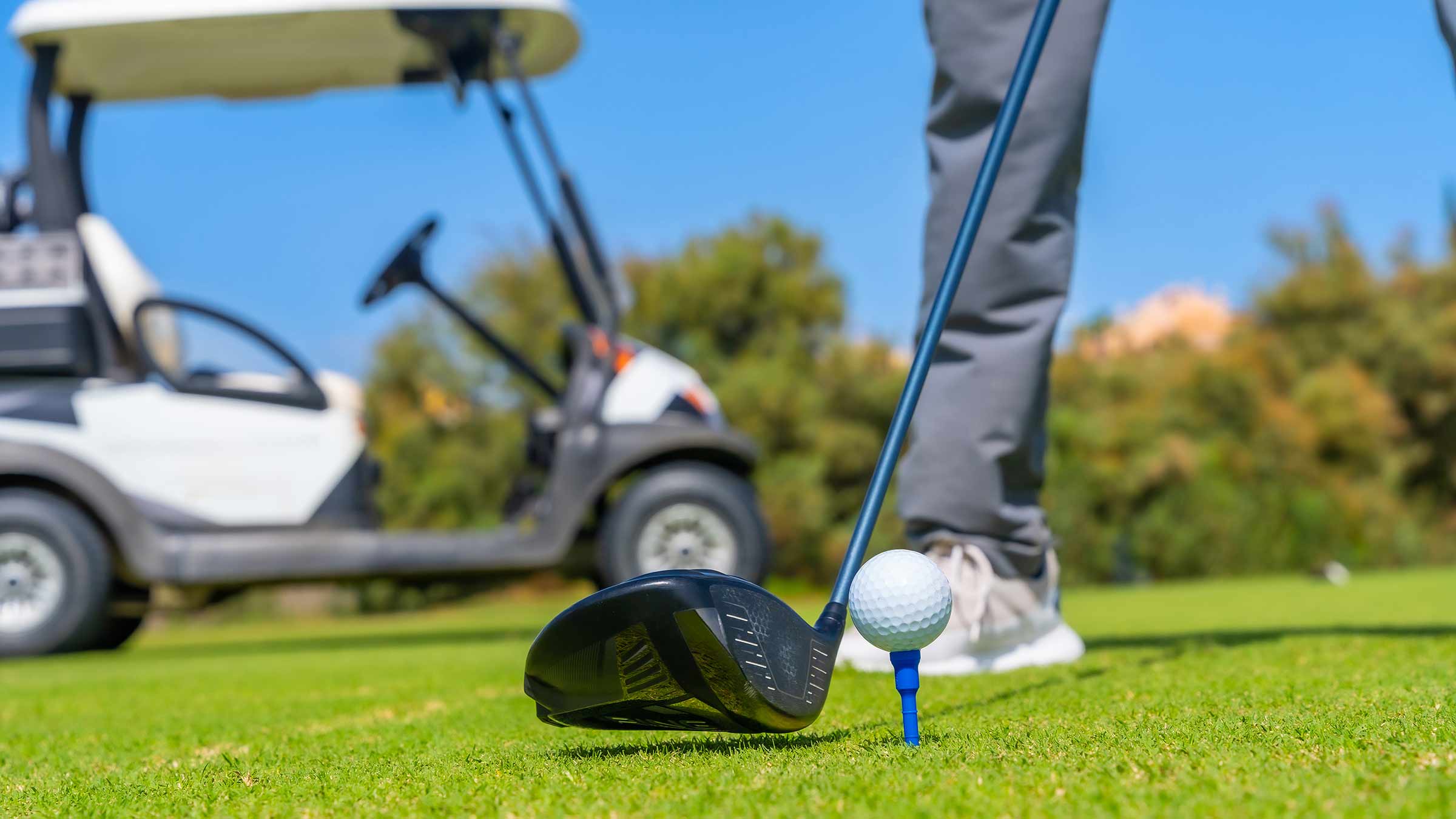 Close-up of a golfer getting ready for a shot