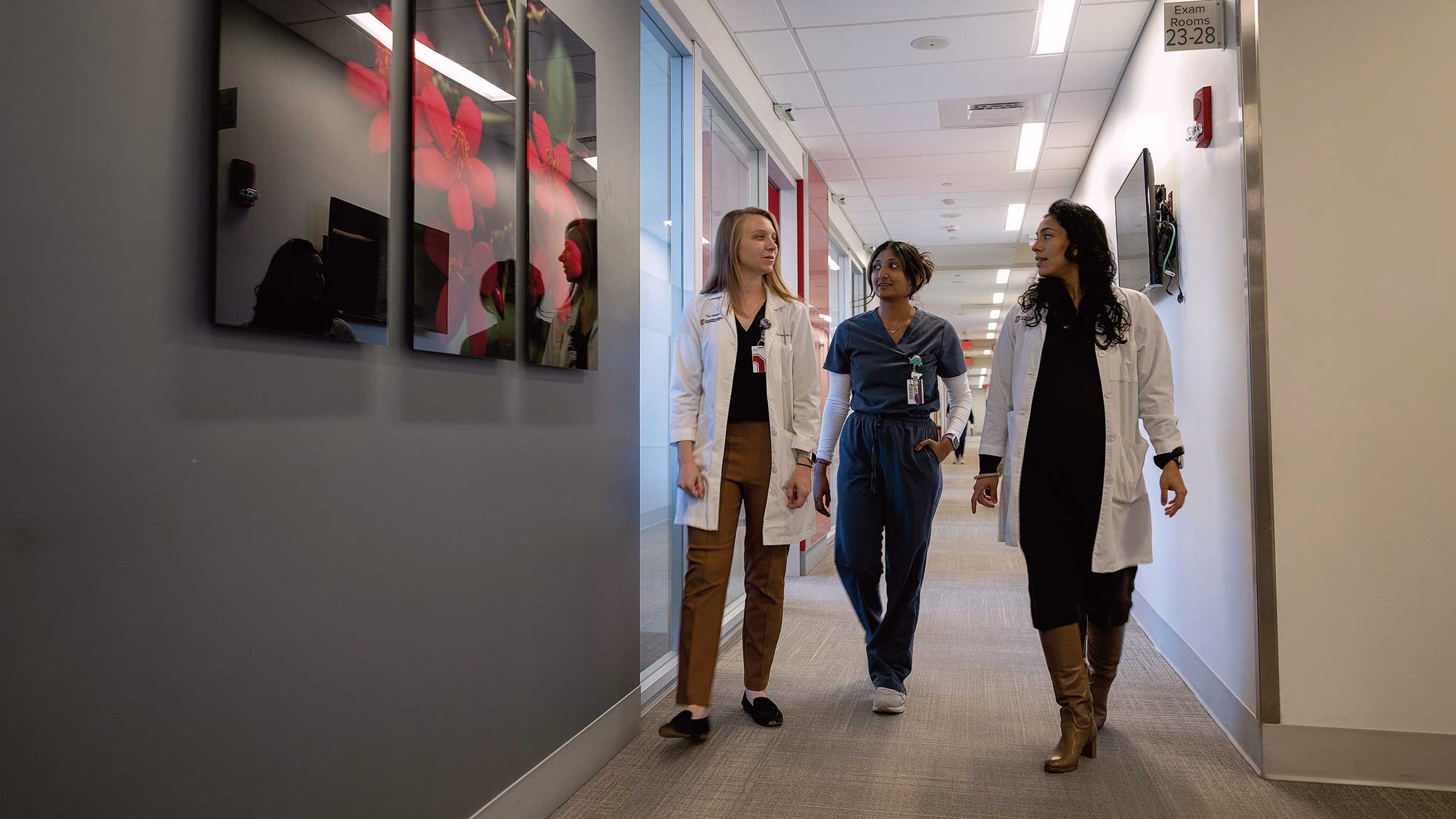 Ohio State clinical staff walk down the hallway