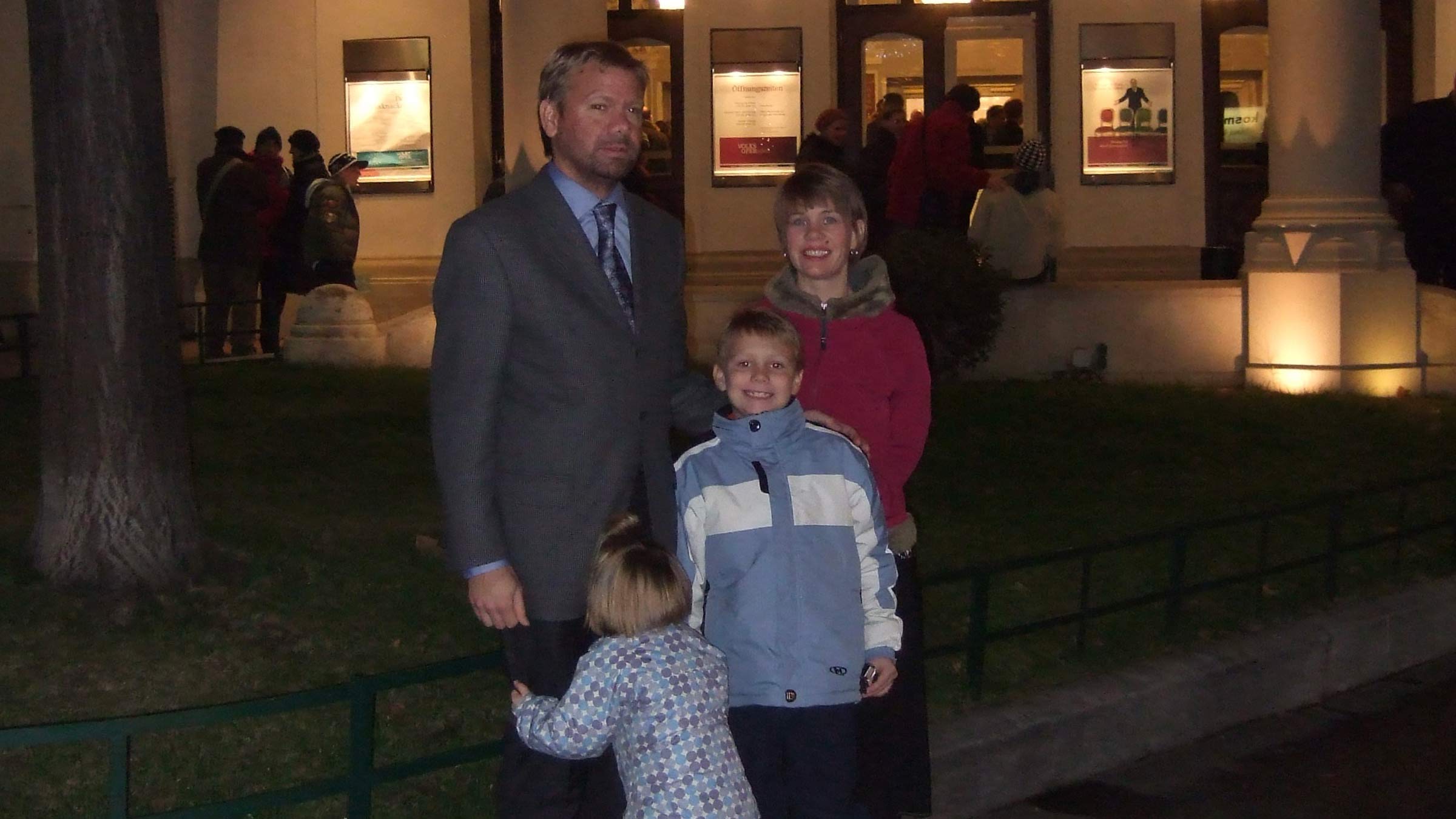 Dr. Trent Tipple with his wife and two children in Vienna, Austria