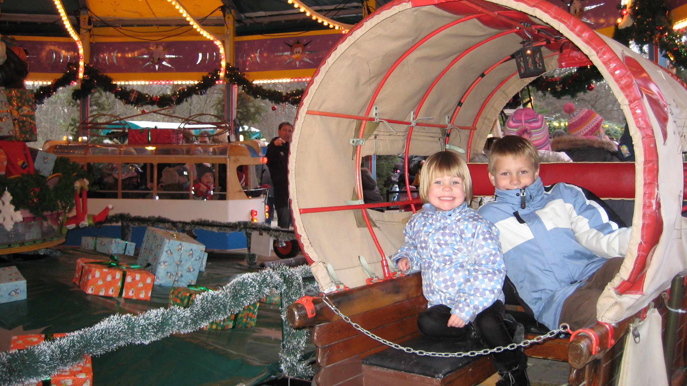 Dr. Tipples two young children, Nate and Sofia, at a Christmas Market in Munich, Germany